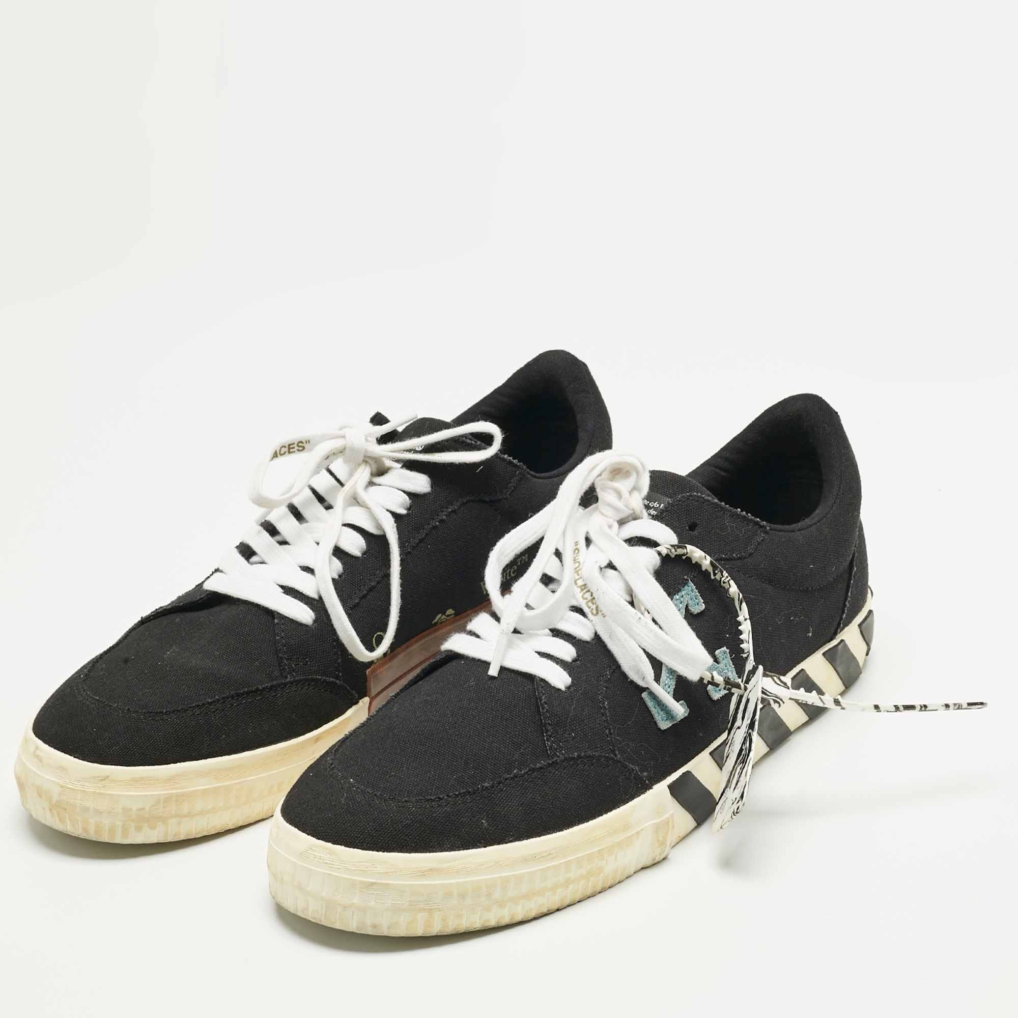 Off - White Black Canvas Vulcanized Low Top Sneakers