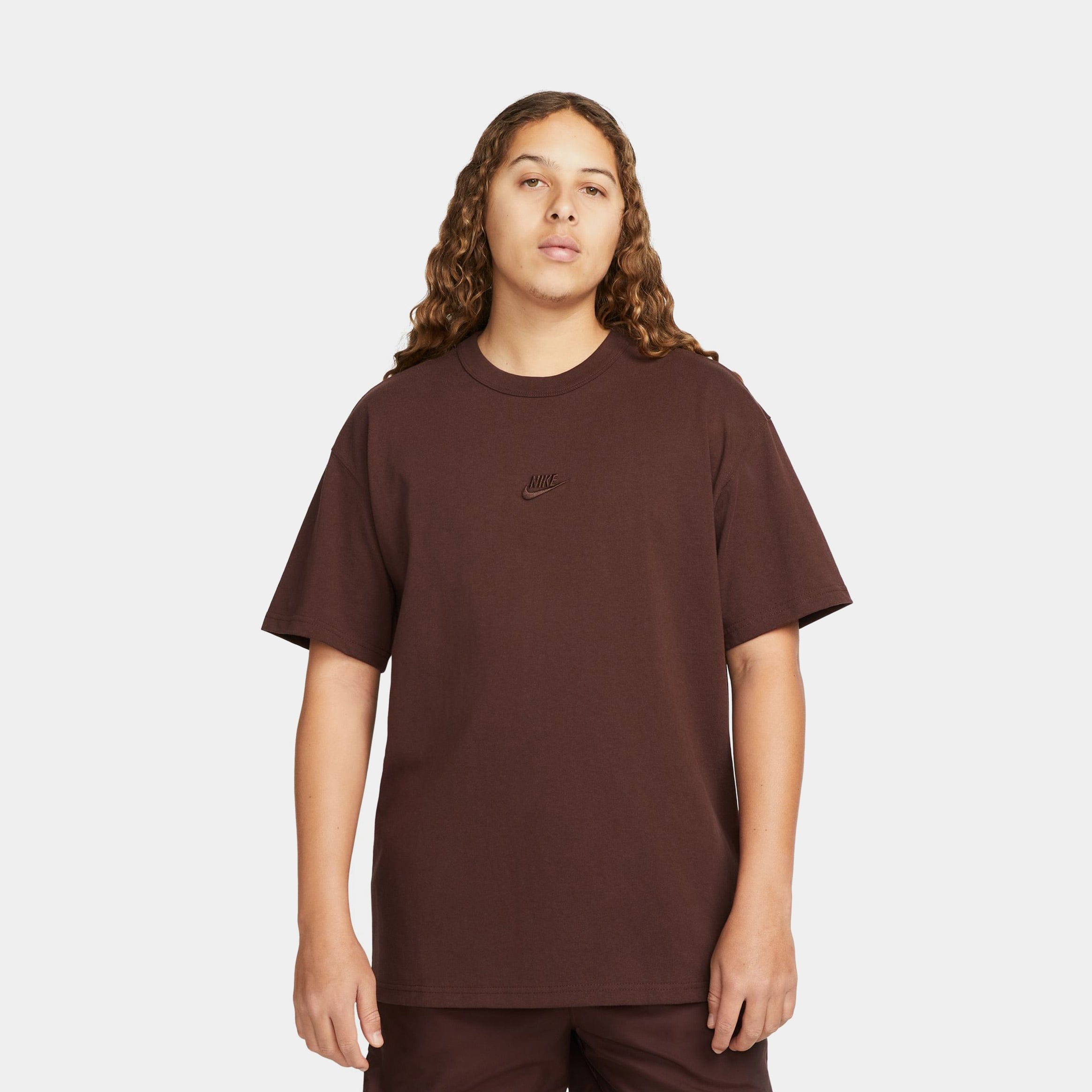 Nike NSW Premium Essentials Mens Short Sleeve Shirt (Dark Brown)