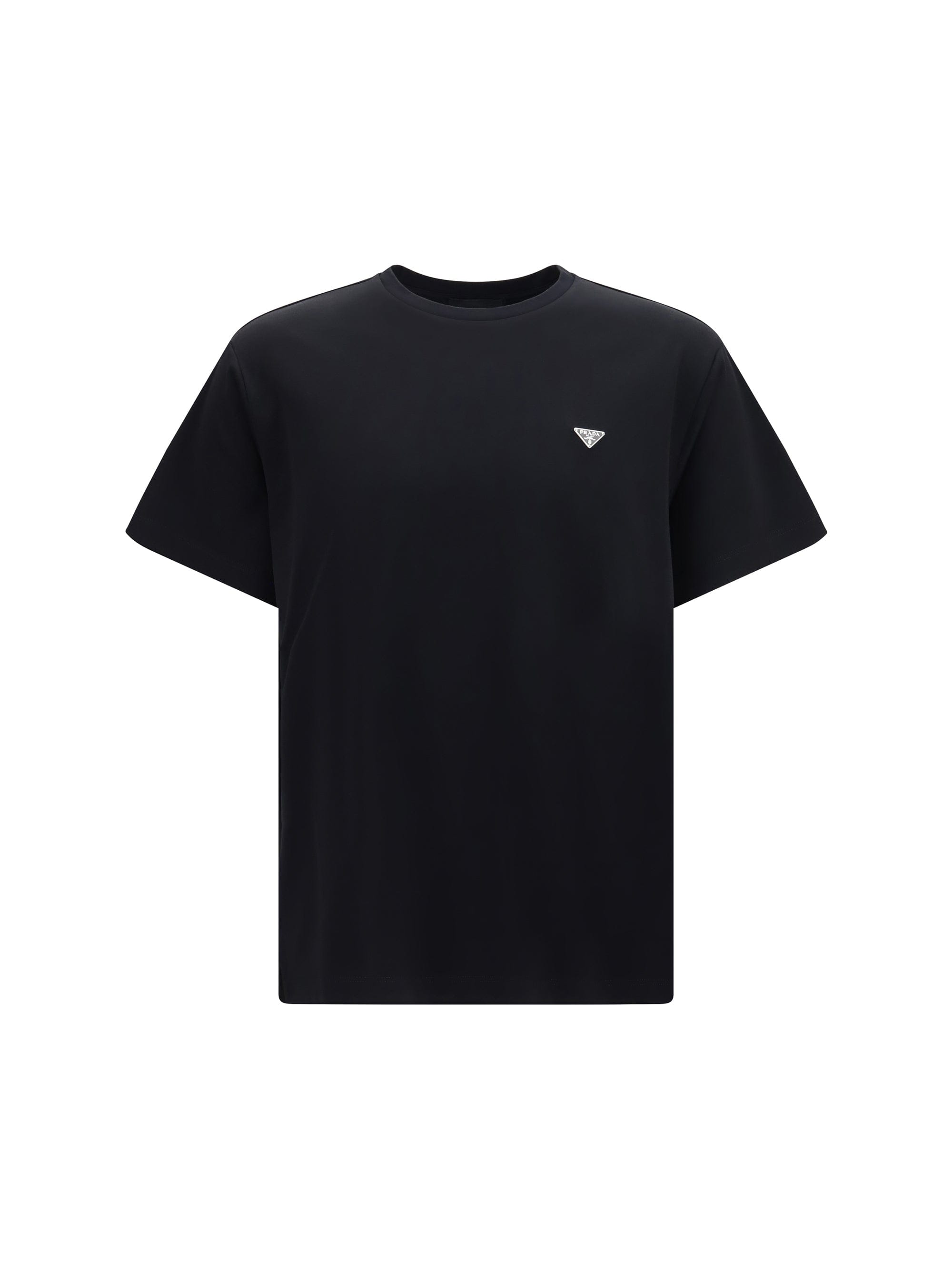 Prada Triangle Logo Cotton T - Shirt — Black