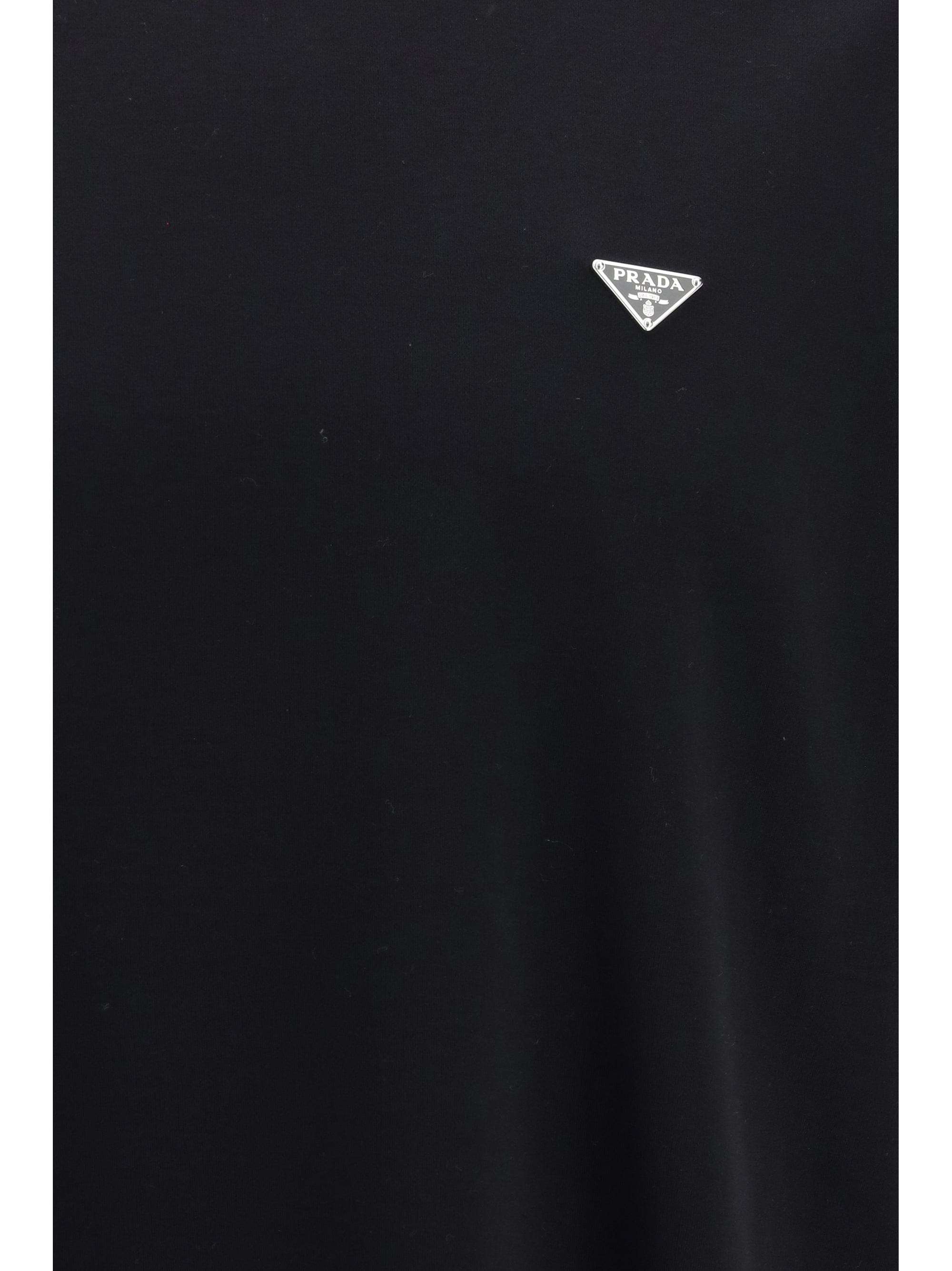 Prada Triangle Logo Cotton T - Shirt — Black