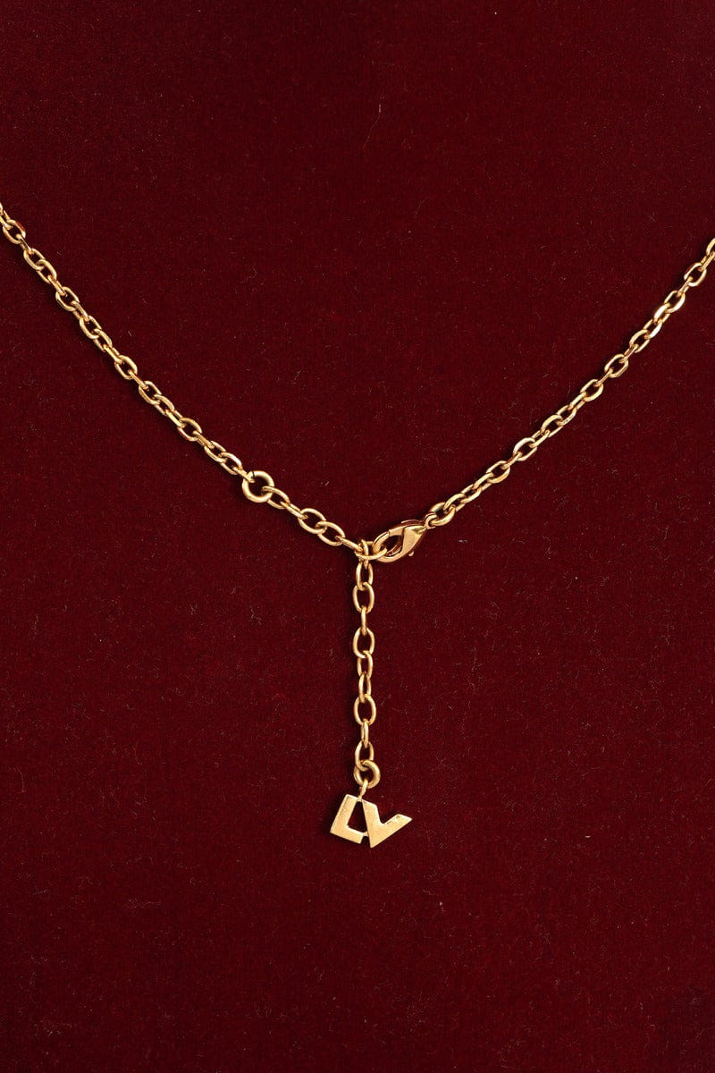 Louis Vuitton Gold Plated Crystal Love Letter Costume Necklace