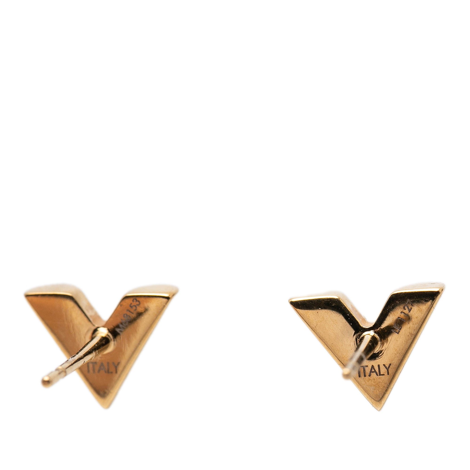 Louis Vuitton Gold Plated Essential V Stud Earrings
