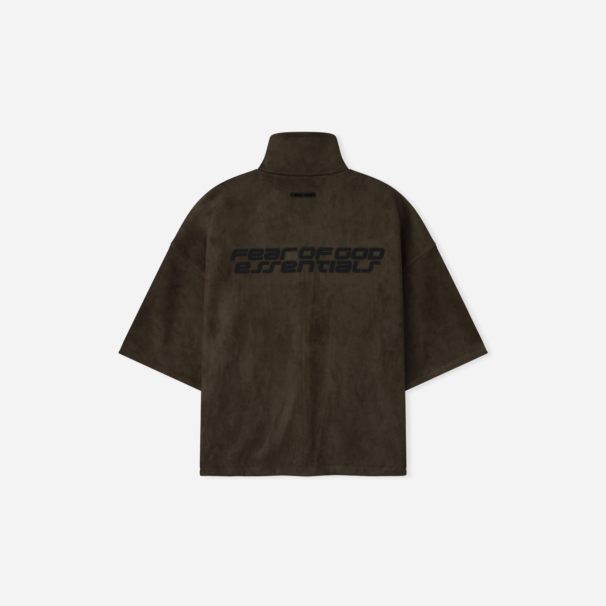 Fear of God Essentials Suede Fleece High Neck 3/4 Sleeve Jacket Brown