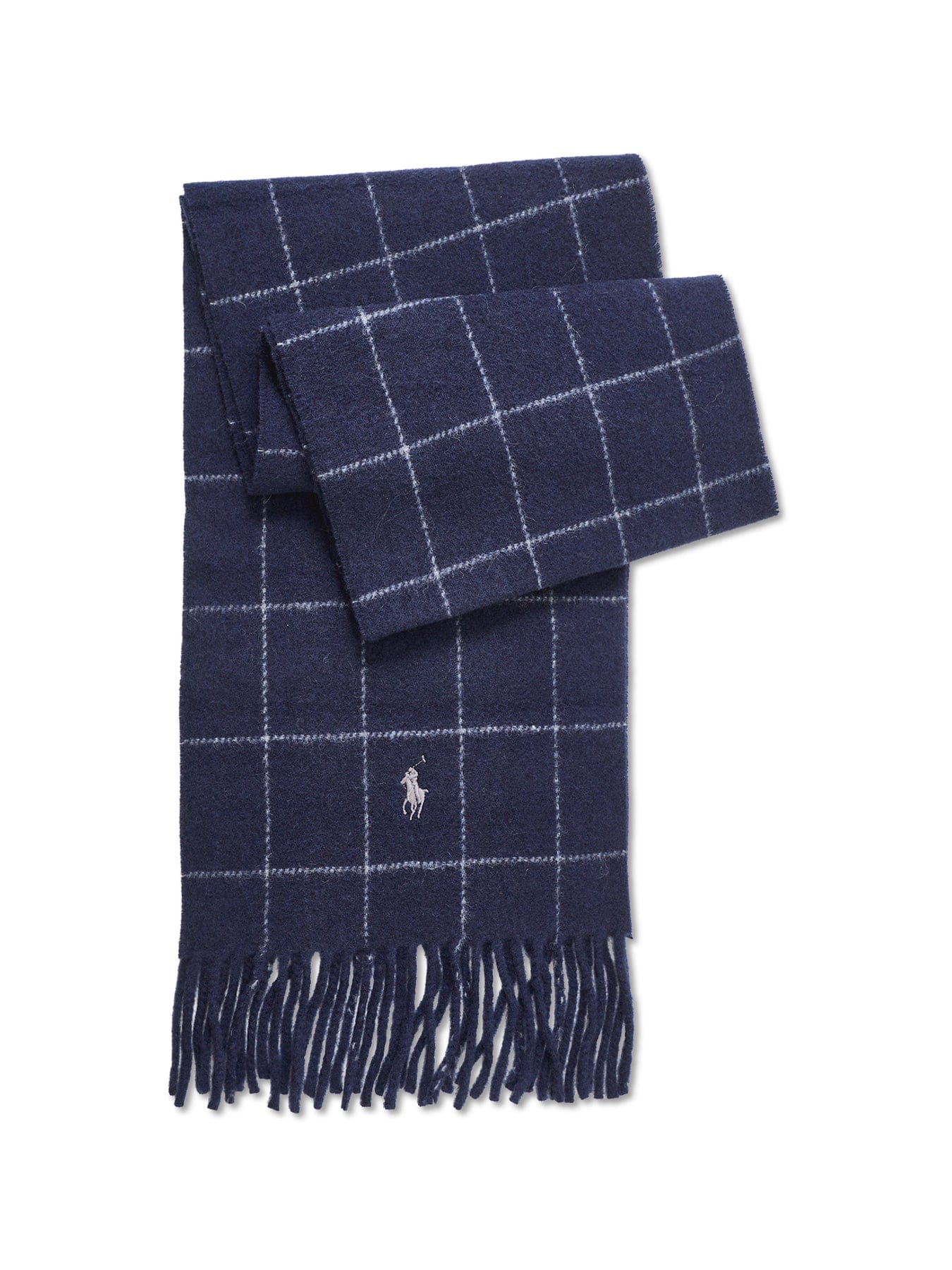 Polo Ralph Lauren Reversible Check Wool Scarf Navy