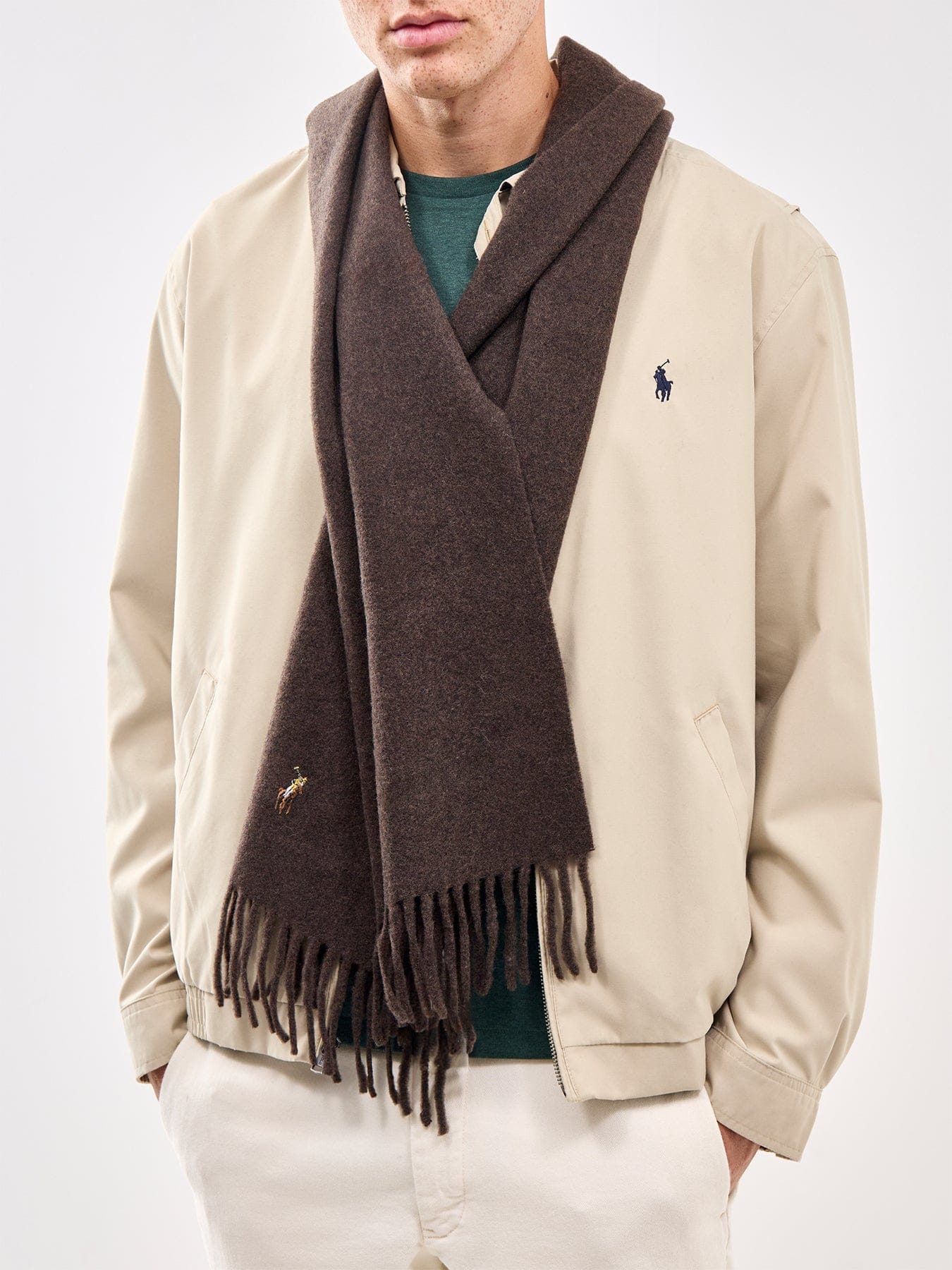 Polo Ralph Lauren Multi Pony Wool Scarf Brown