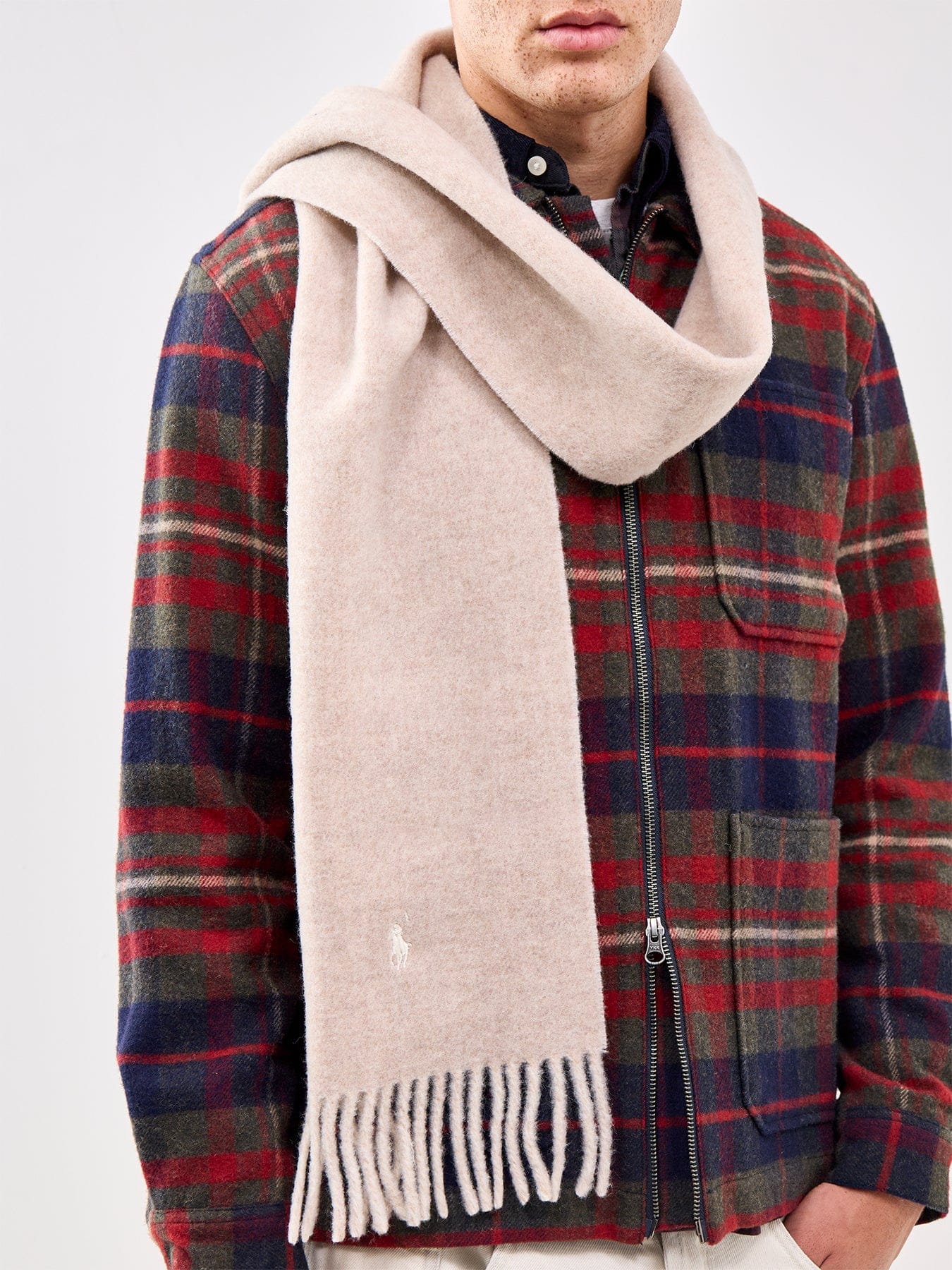Polo Ralph Lauren Reversible Plain Wool Scarf Beige
