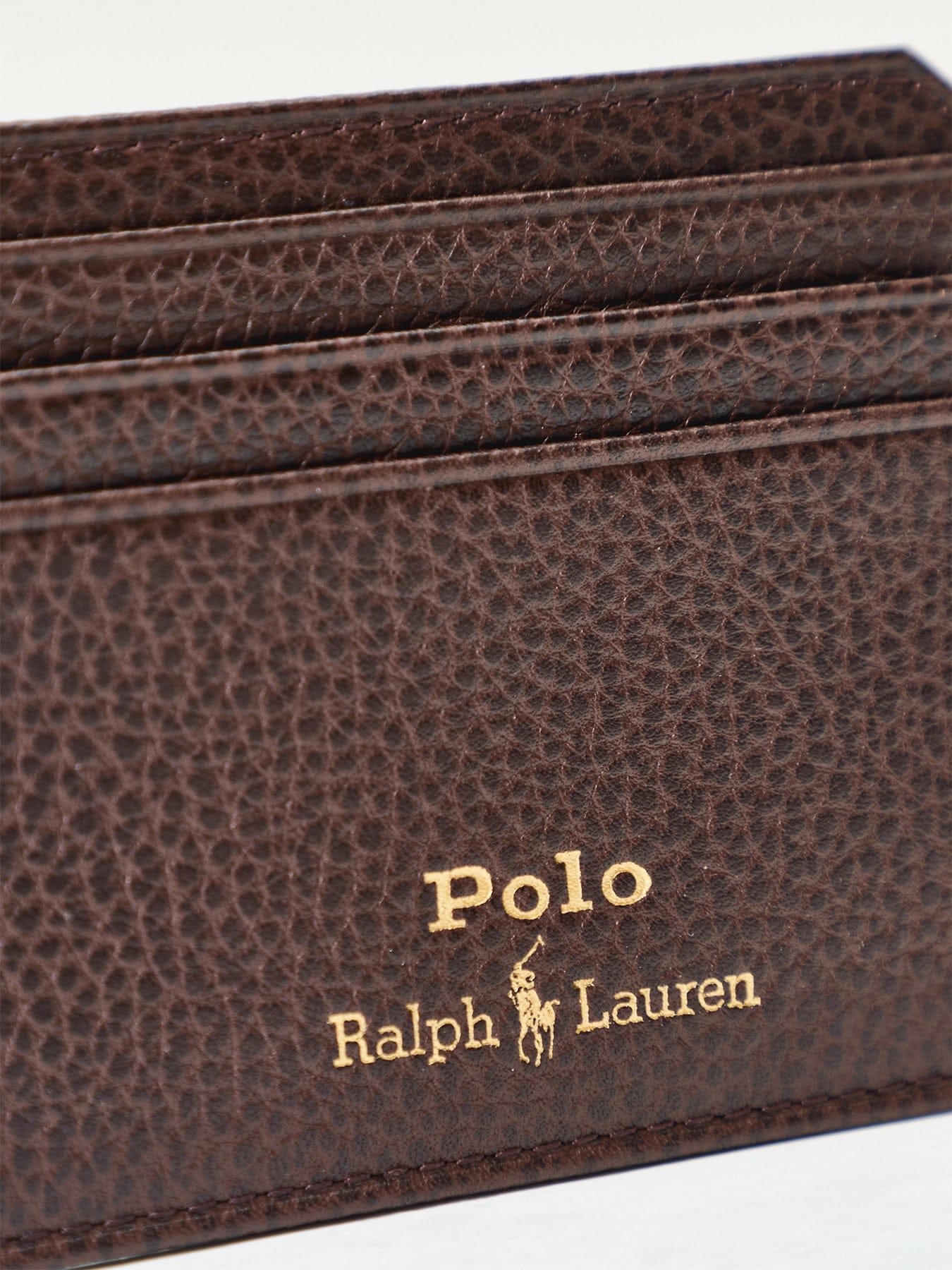 Polo Ralph Lauren Pebble Leather Card Holder Dark Brown