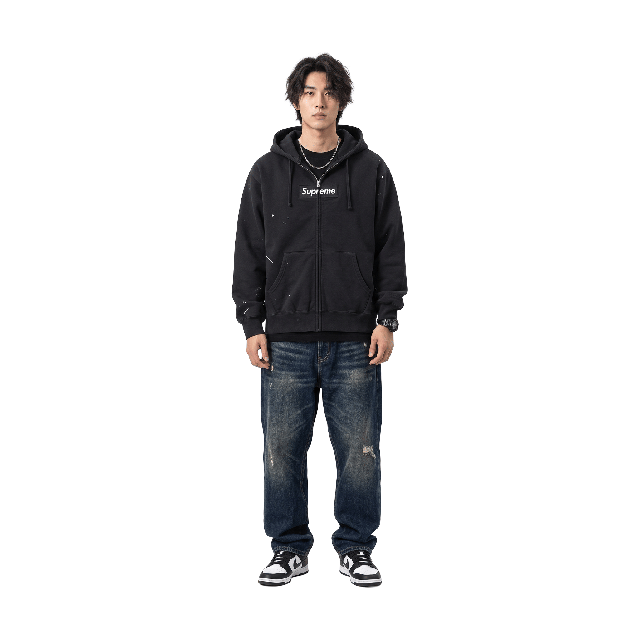 Supreme® / MM6 Maison Margiela Box Logo Zip Up Hoodie Black (SS26)