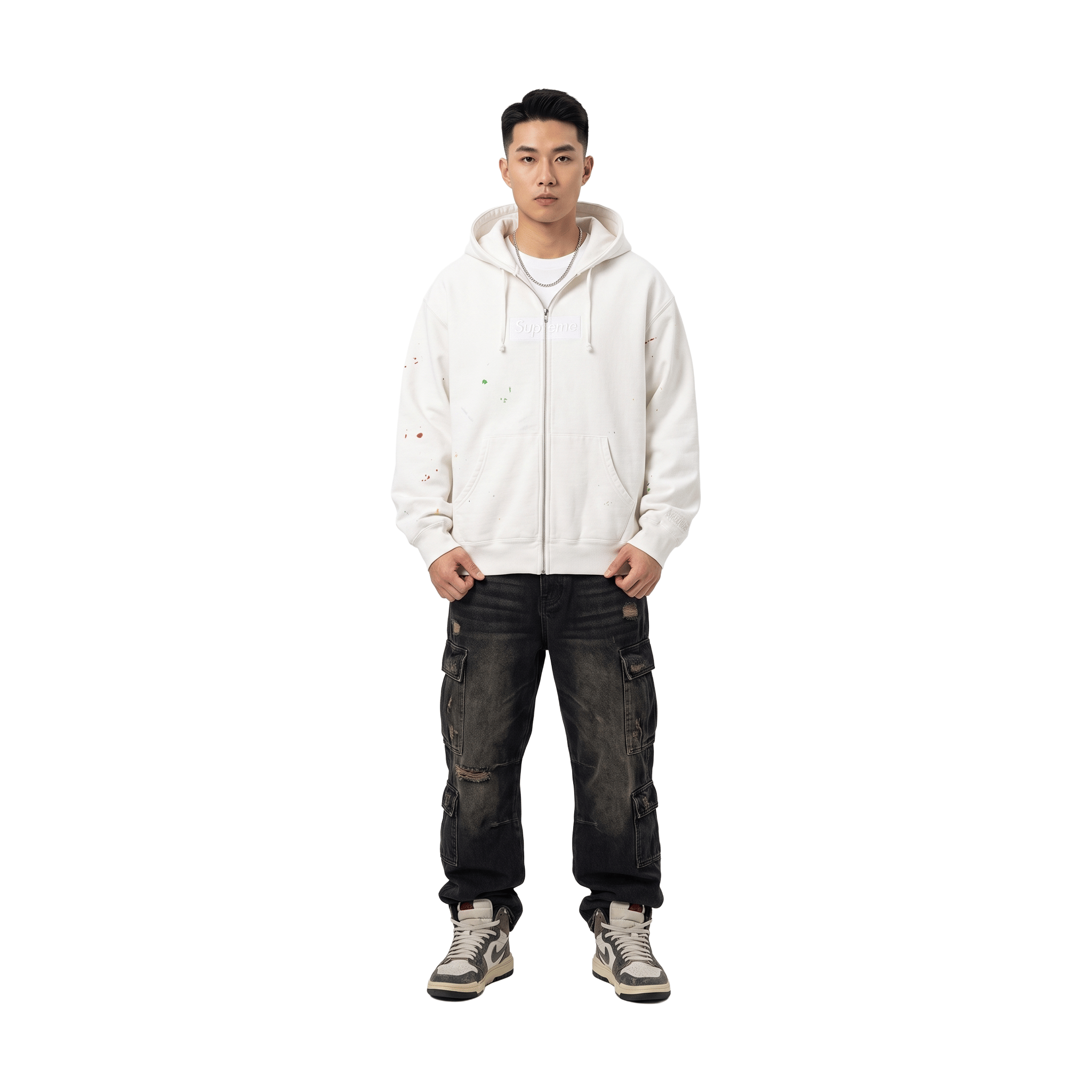 Supreme® / MM6 Maison Margiela Box Logo Zip Up Hoodie White (SS26)