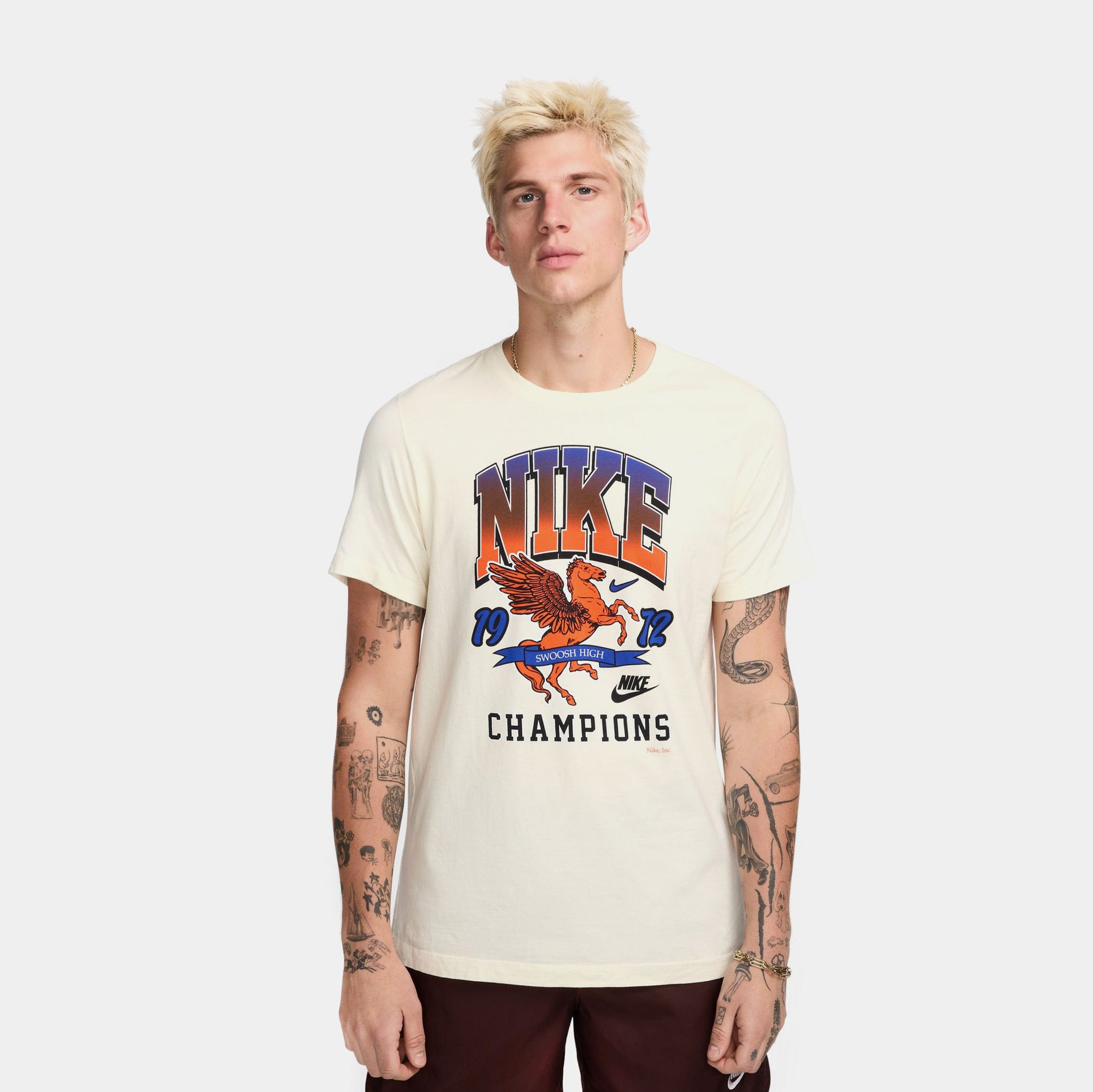 Nike NSW 1972 Champions Mens Short Sleeve Shirt (Beige/Orange)
