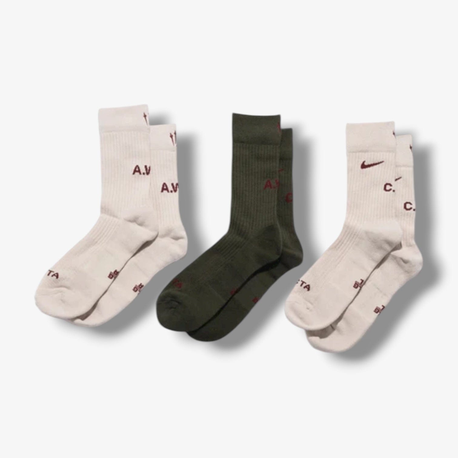 Nike NOCTA 3 Pack Socks Cream Cream Olive DD9240 - 914
