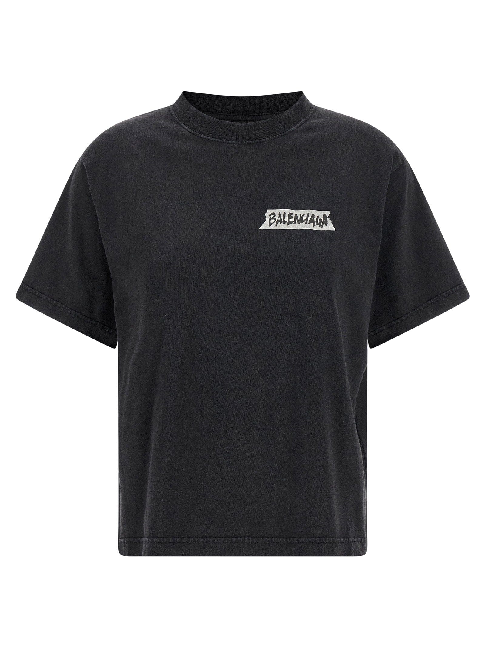Balenciaga Masking Tape Print T - Shirt — Black