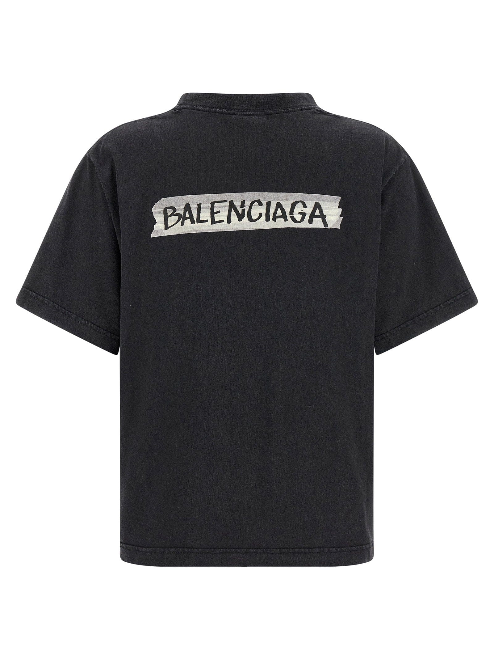 Balenciaga Masking Tape Print T - Shirt — Black