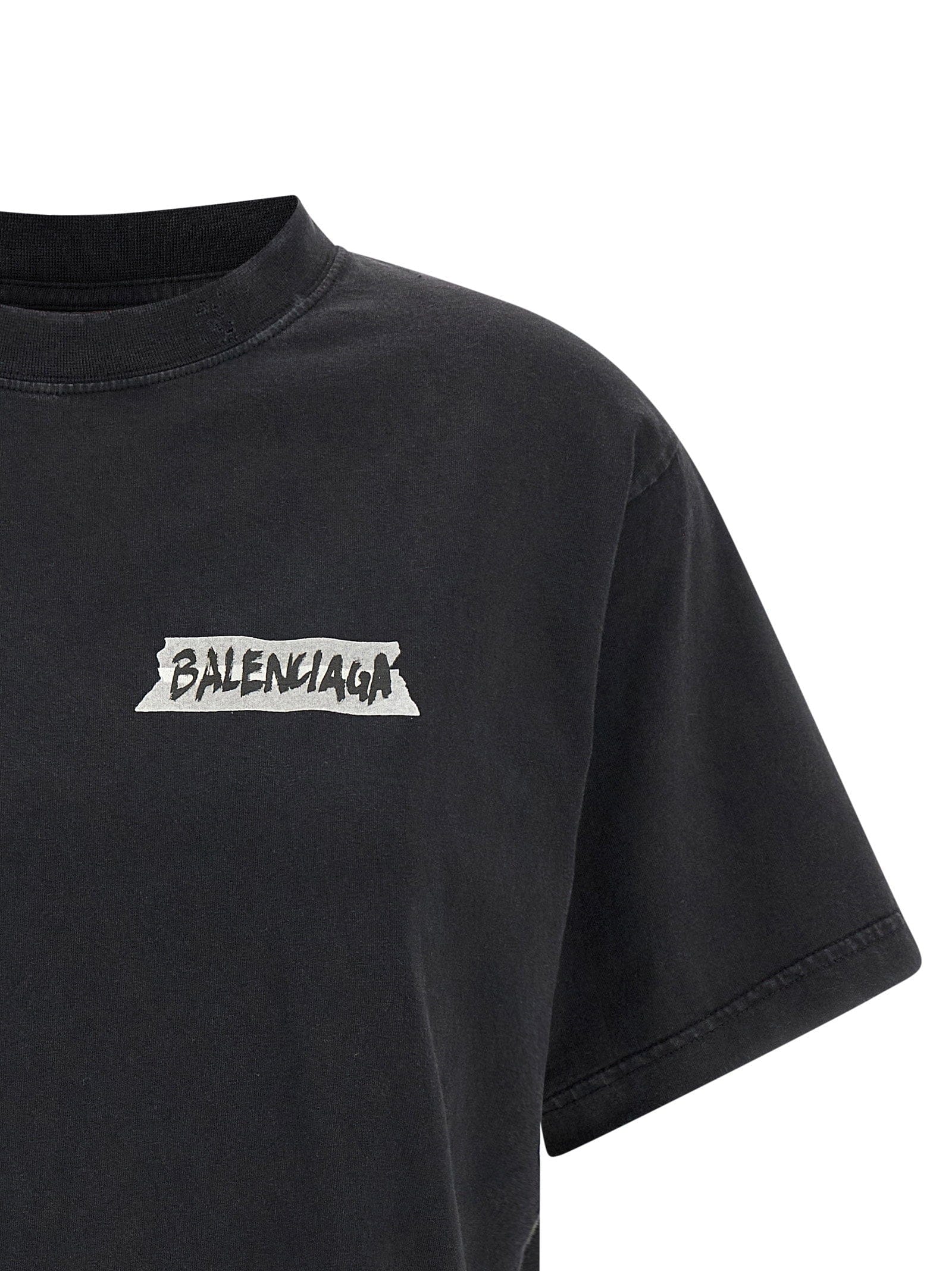 Balenciaga Masking Tape Print T - Shirt — Black