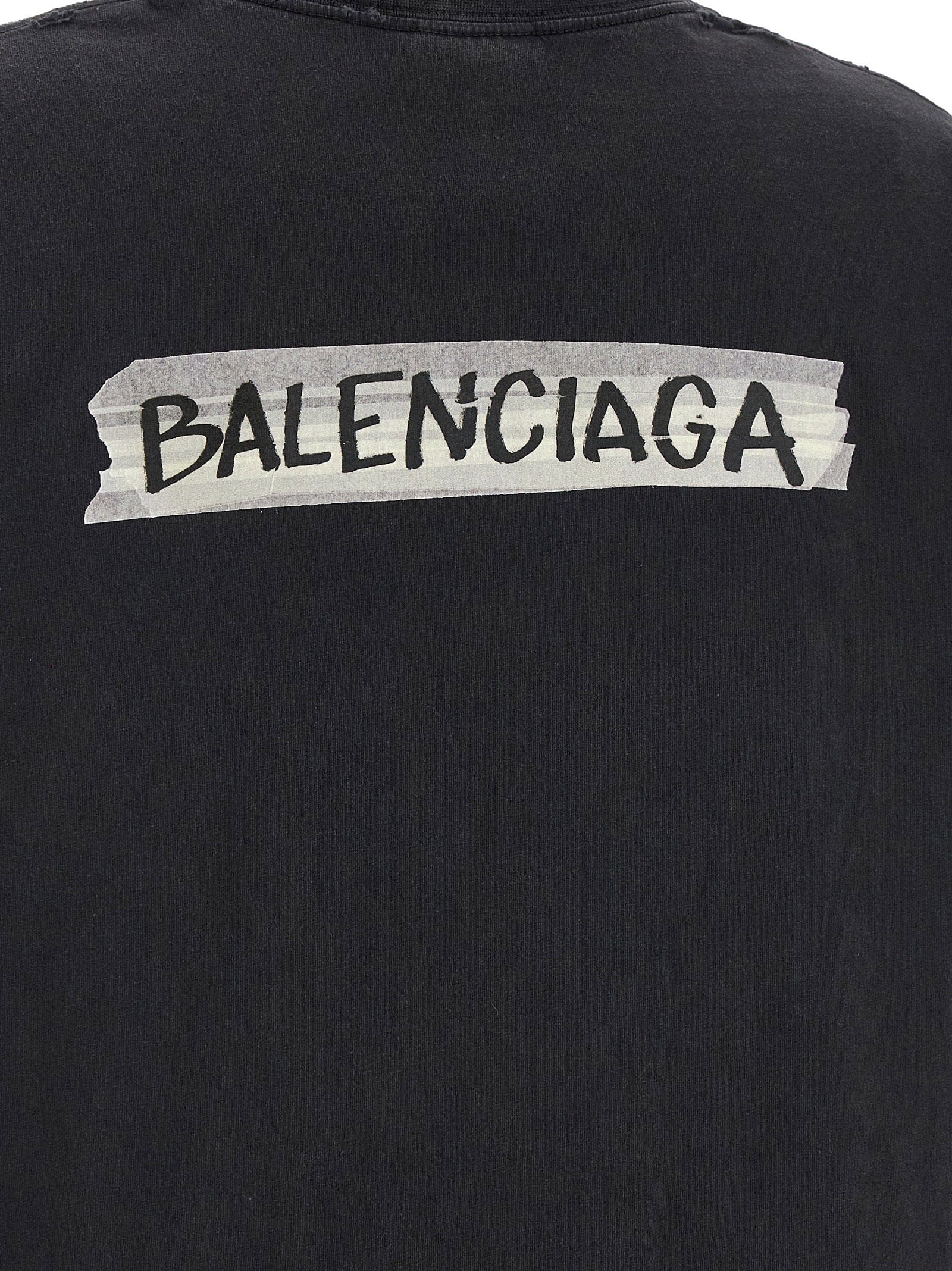 Balenciaga Masking Tape Print T - Shirt — Black