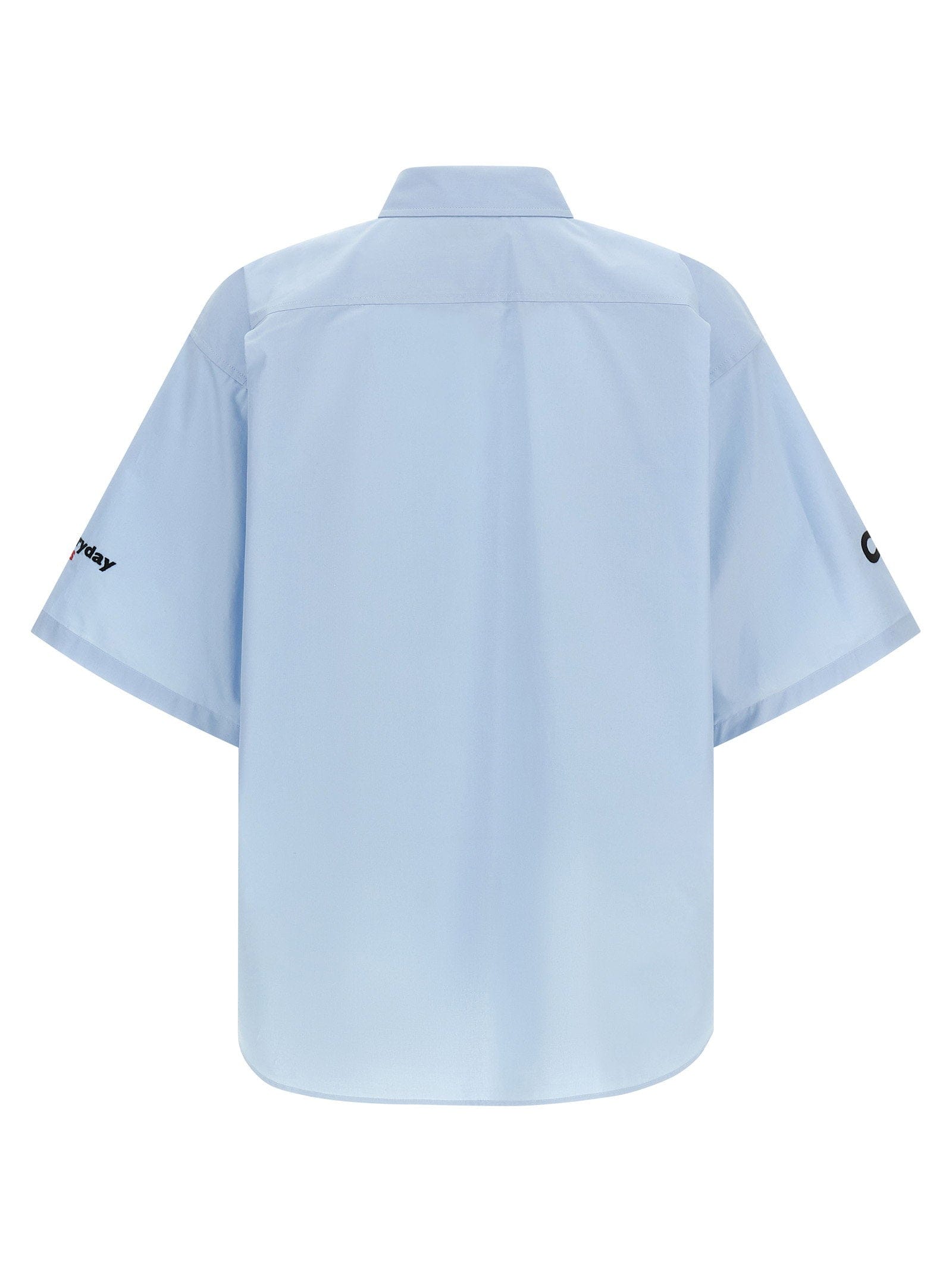 Balenciaga Logo - Embroidered Cotton Poplin Shirt — Light Blue