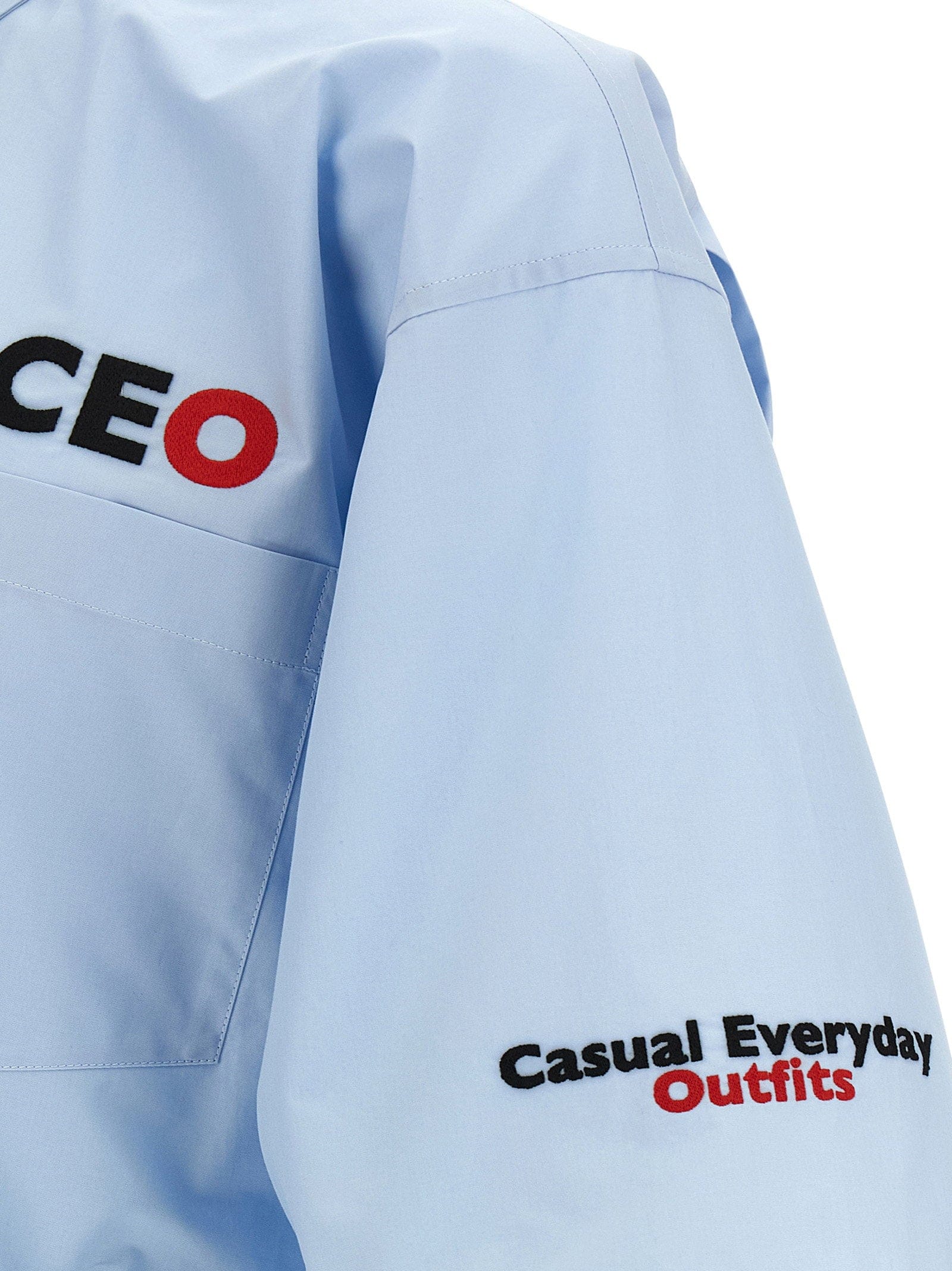 Balenciaga Logo - Embroidered Cotton Poplin Shirt — Light Blue