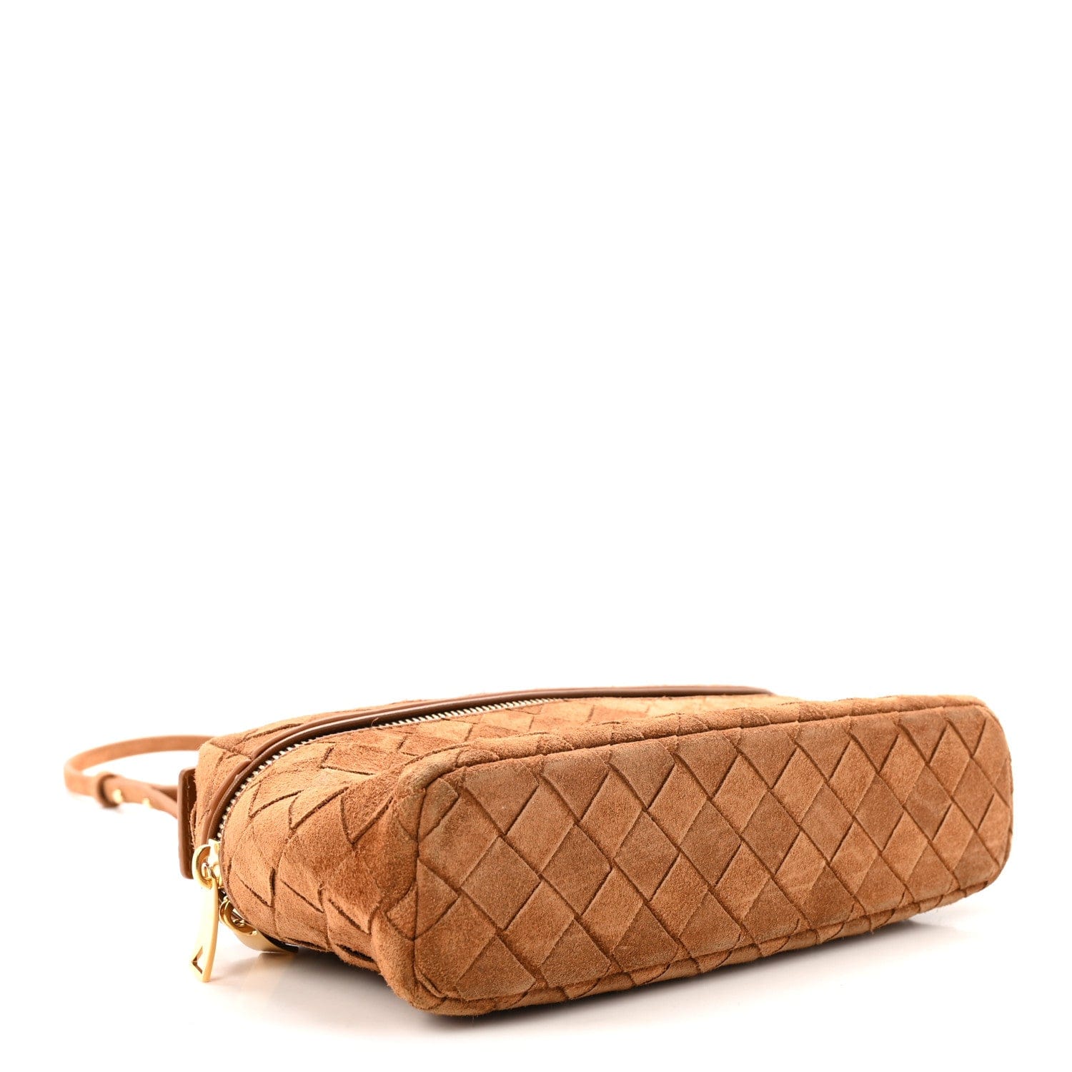 Bottega Veneta Suede Intrecciato Bang Bang Vanity Case Amber