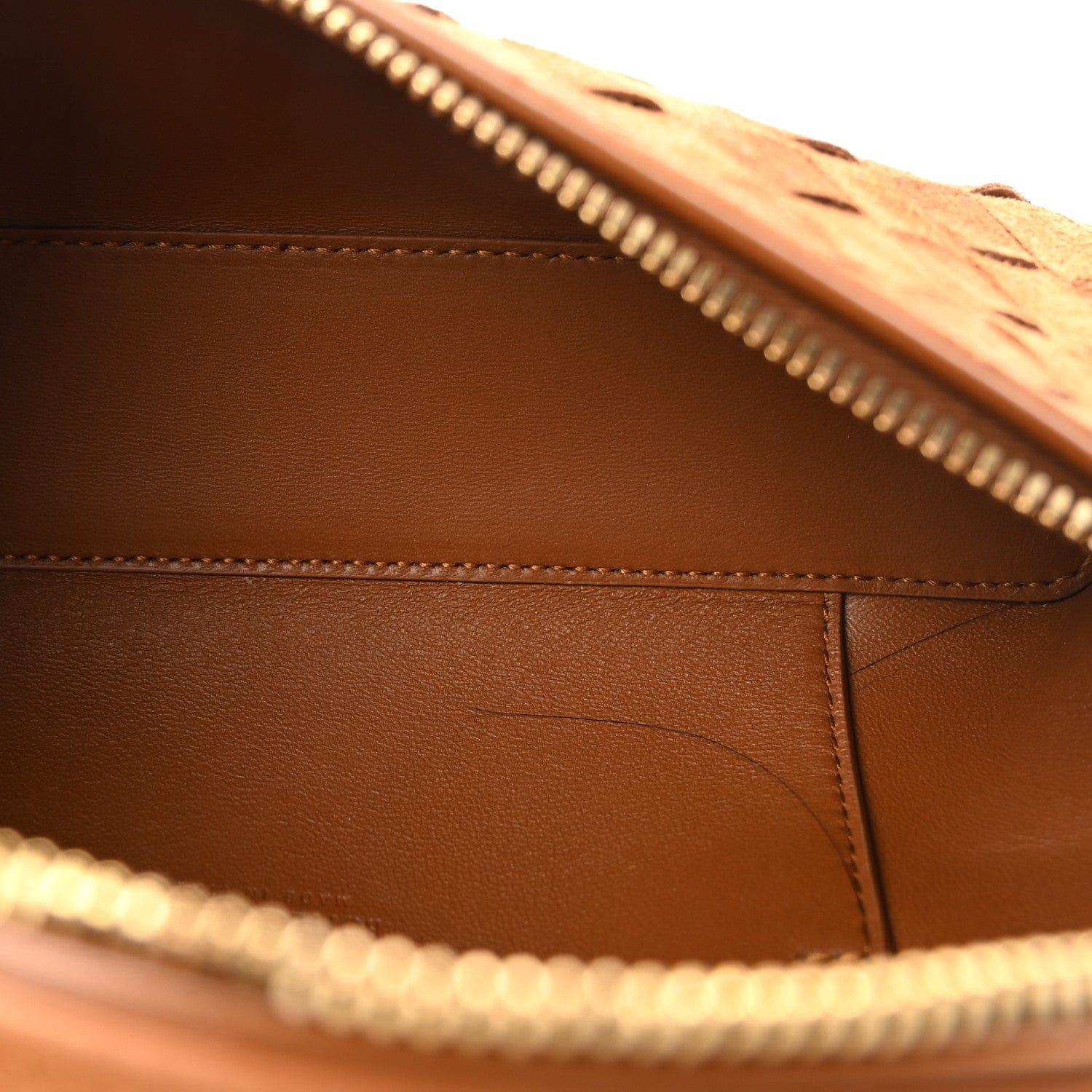 Bottega Veneta Suede Intrecciato Bang Bang Vanity Case Amber
