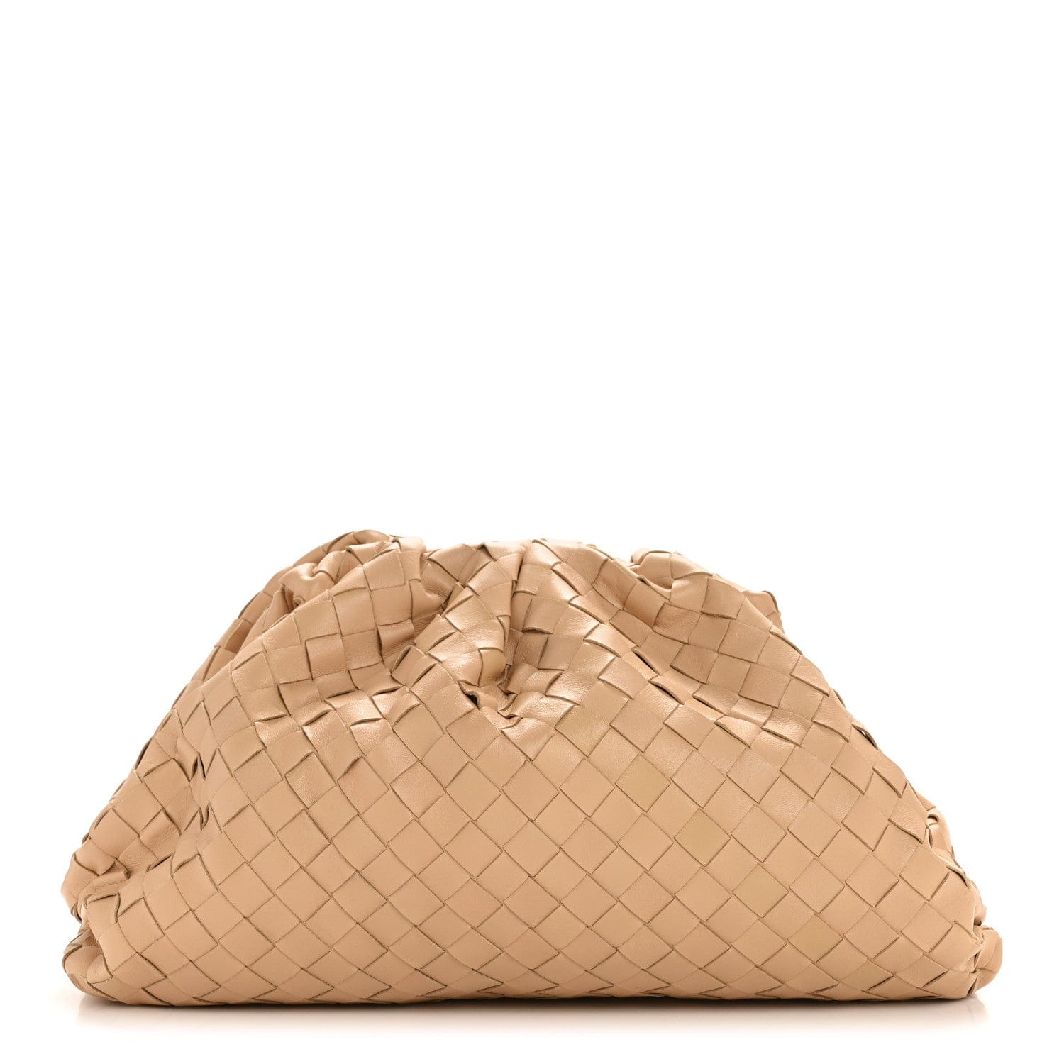 Bottega Veneta Nappa Maxi Intrecciato The Pouch Oversized Clutch Almond