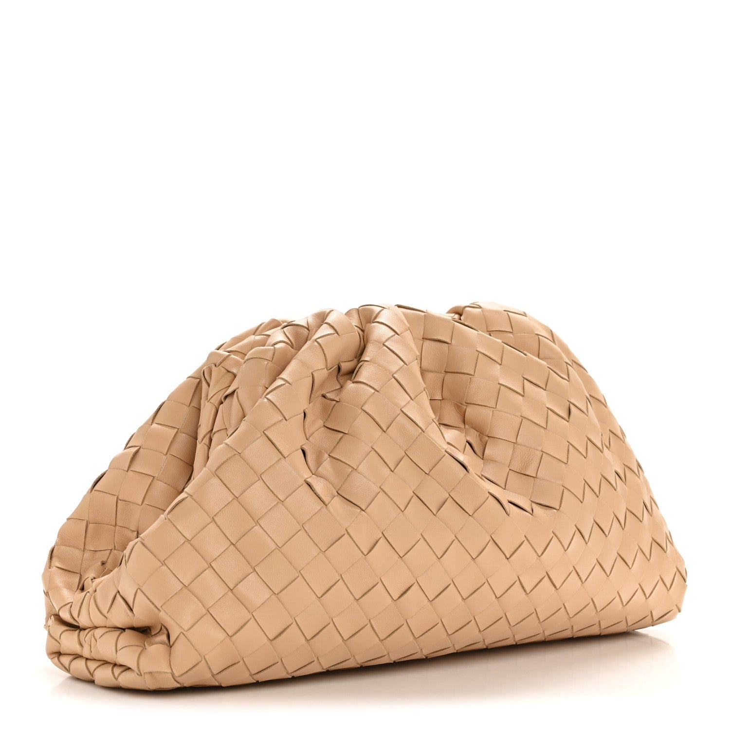 Bottega Veneta Nappa Maxi Intrecciato The Pouch Oversized Clutch Almond