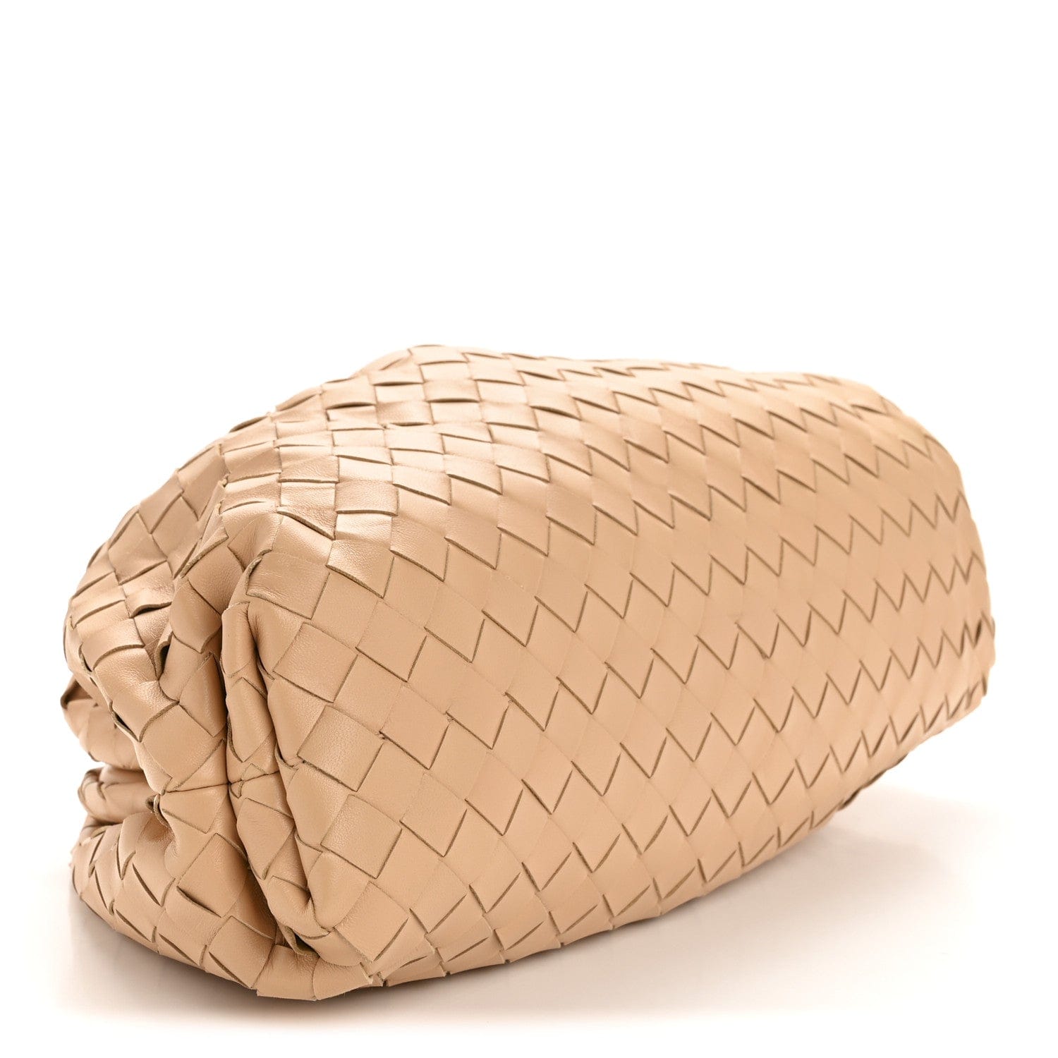 Bottega Veneta Nappa Maxi Intrecciato The Pouch Oversized Clutch Almond