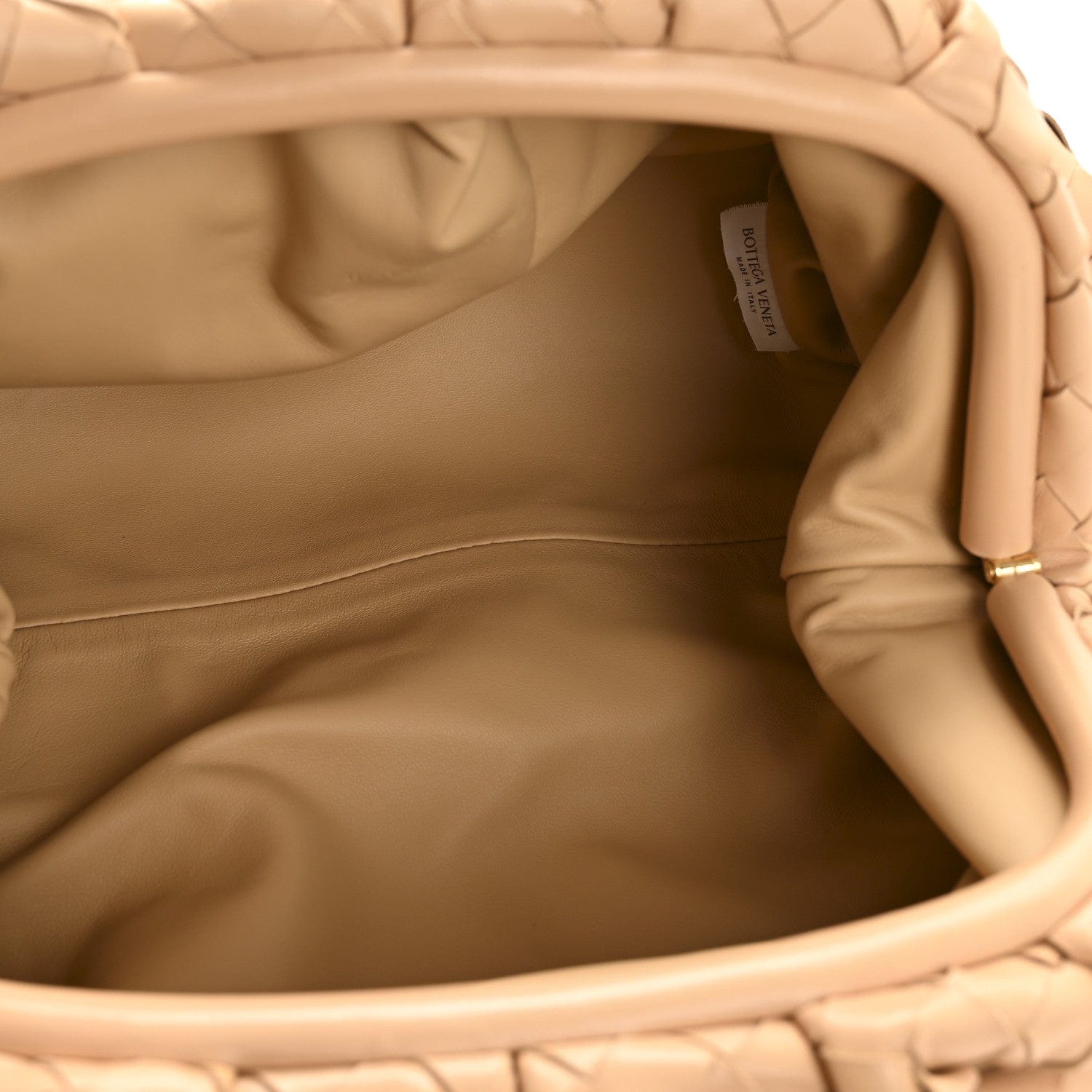 Bottega Veneta Nappa Maxi Intrecciato The Pouch Oversized Clutch Almond
