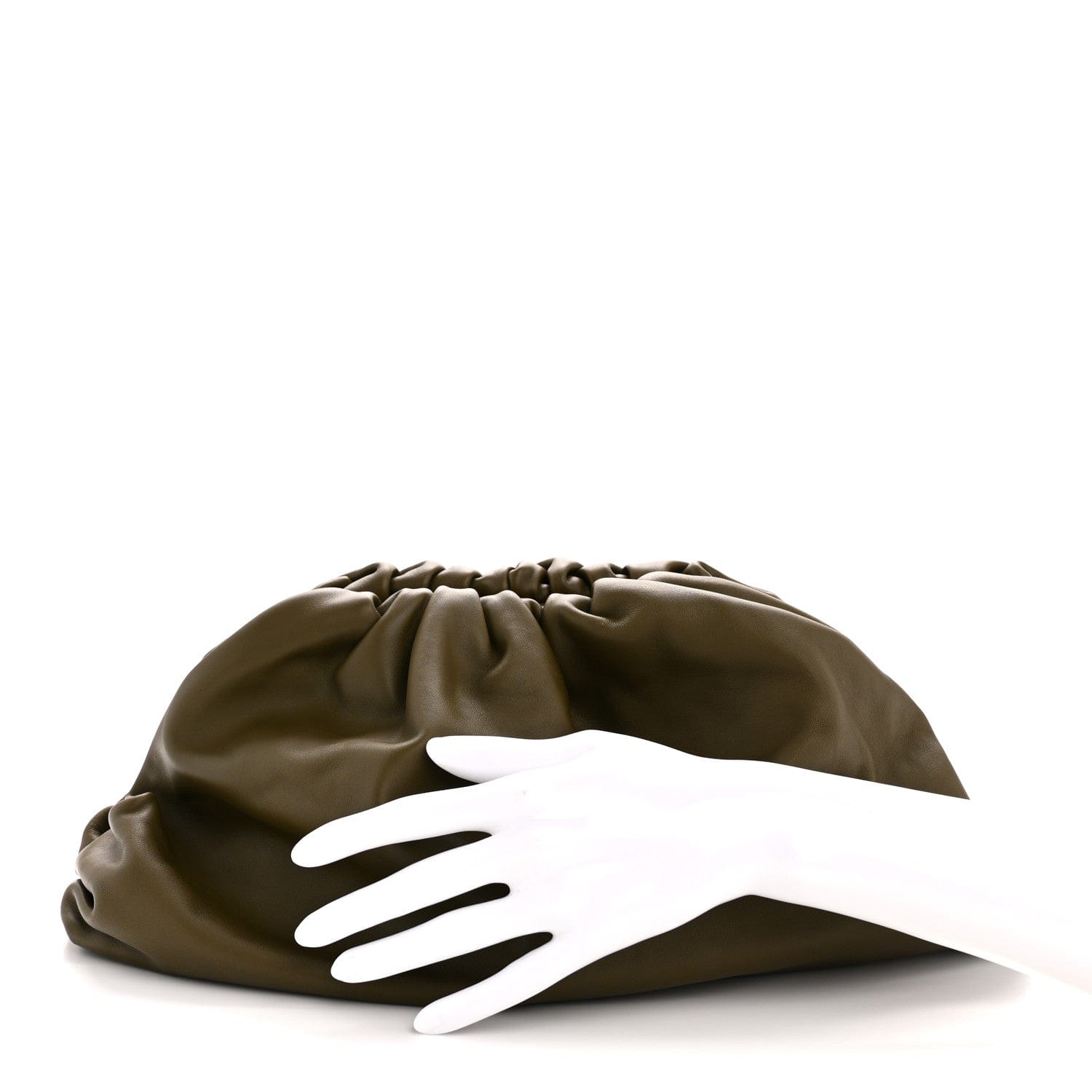 Bottega Veneta Smooth Butter Calf The Pouch Oversized Clutch Kaki Fondent