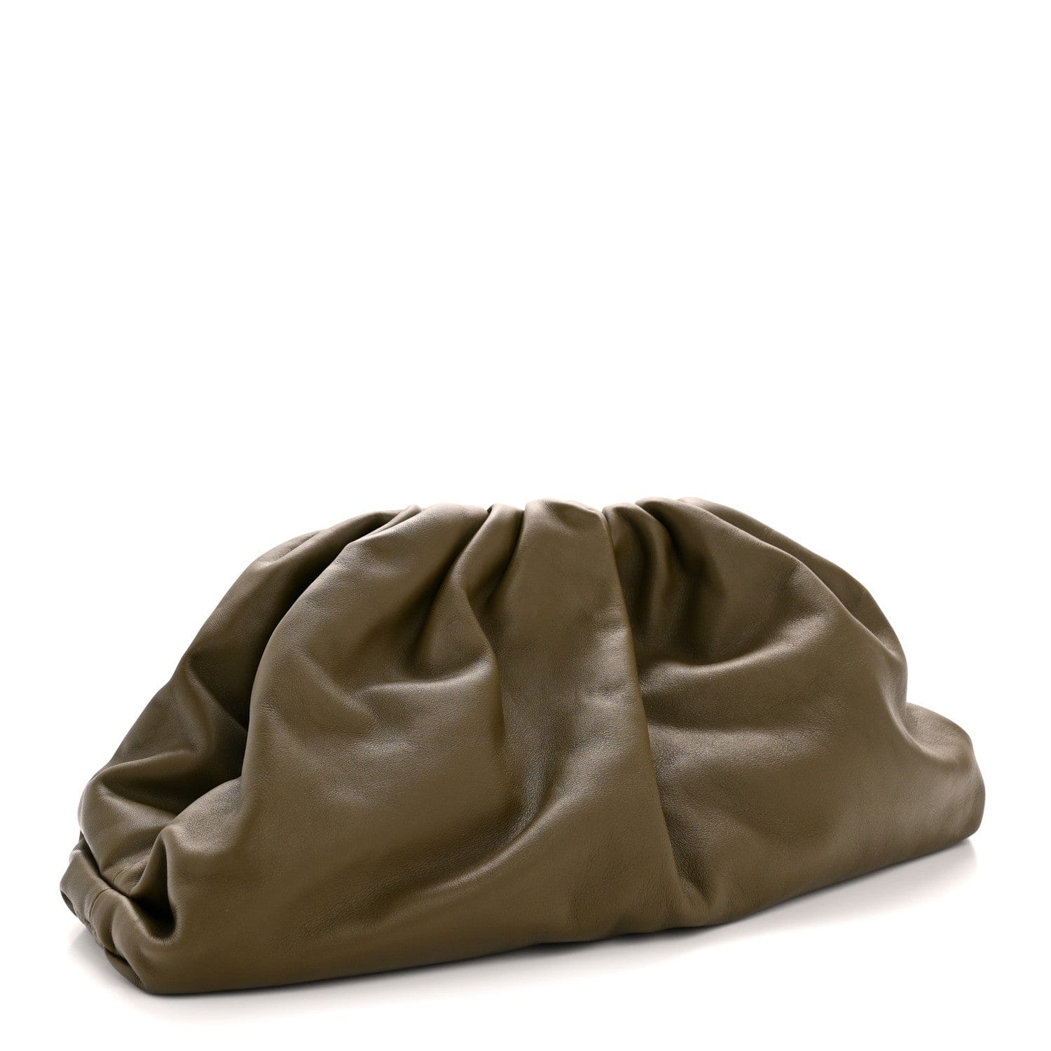 Bottega Veneta Smooth Butter Calf The Pouch Oversized Clutch Kaki Fondent