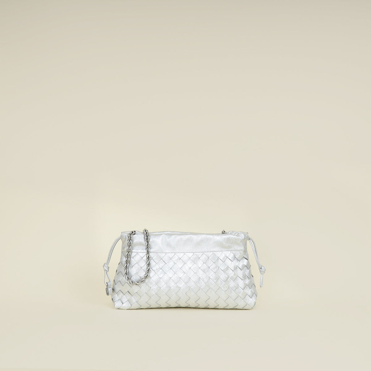 Bottega Veneta Metallic Silver Dustbag Notte Bag