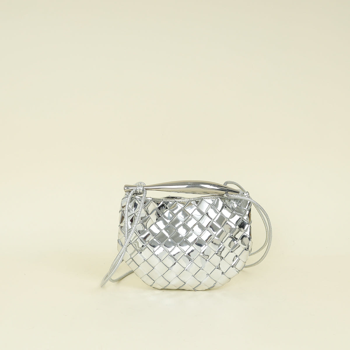 Bottega Veneta Metallic Silver Metallic Intrecciato Mini Sardine Bag