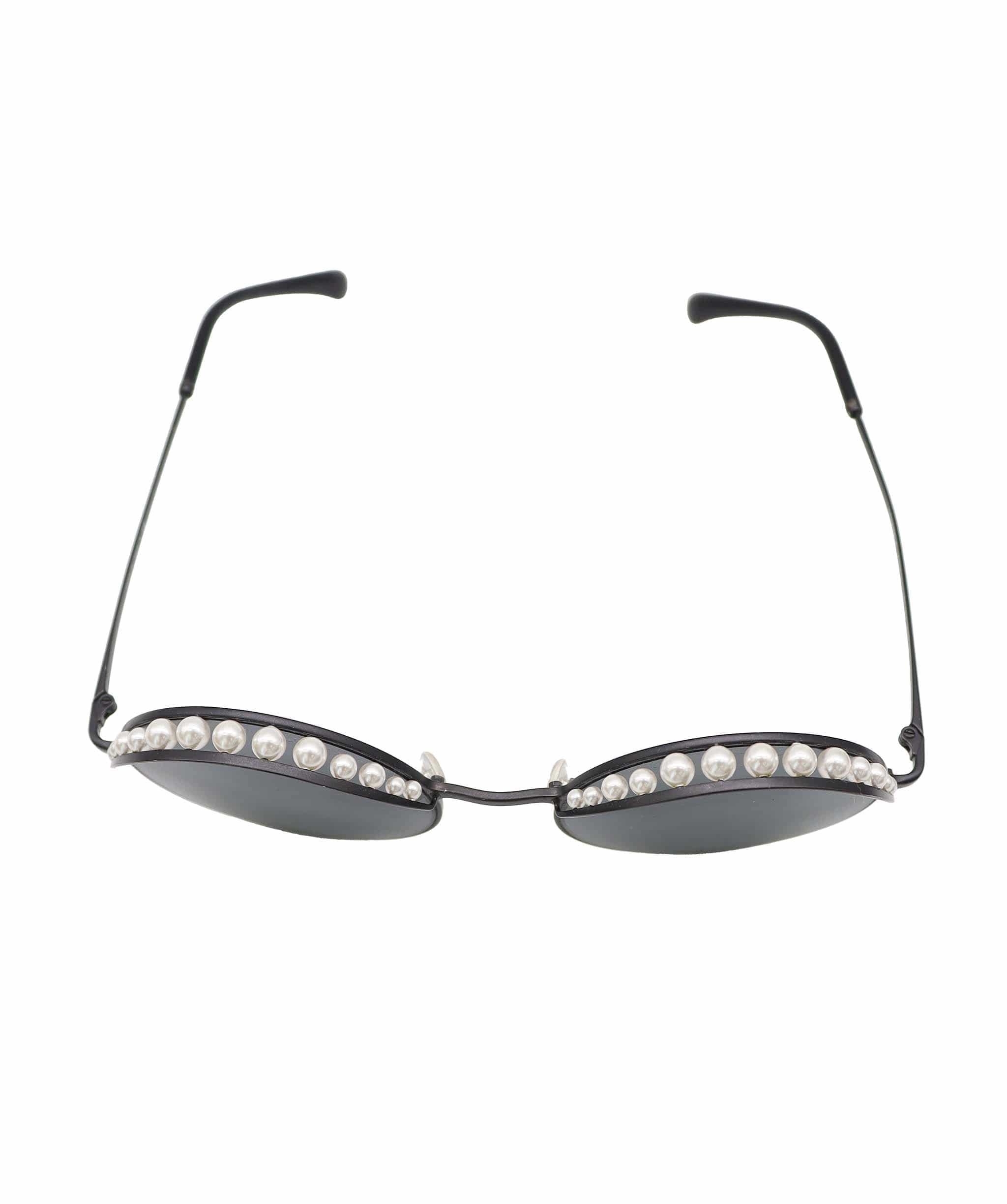 CHANEL PEARL EMBELLISHED ROUND BLACK BLACK ASC7309