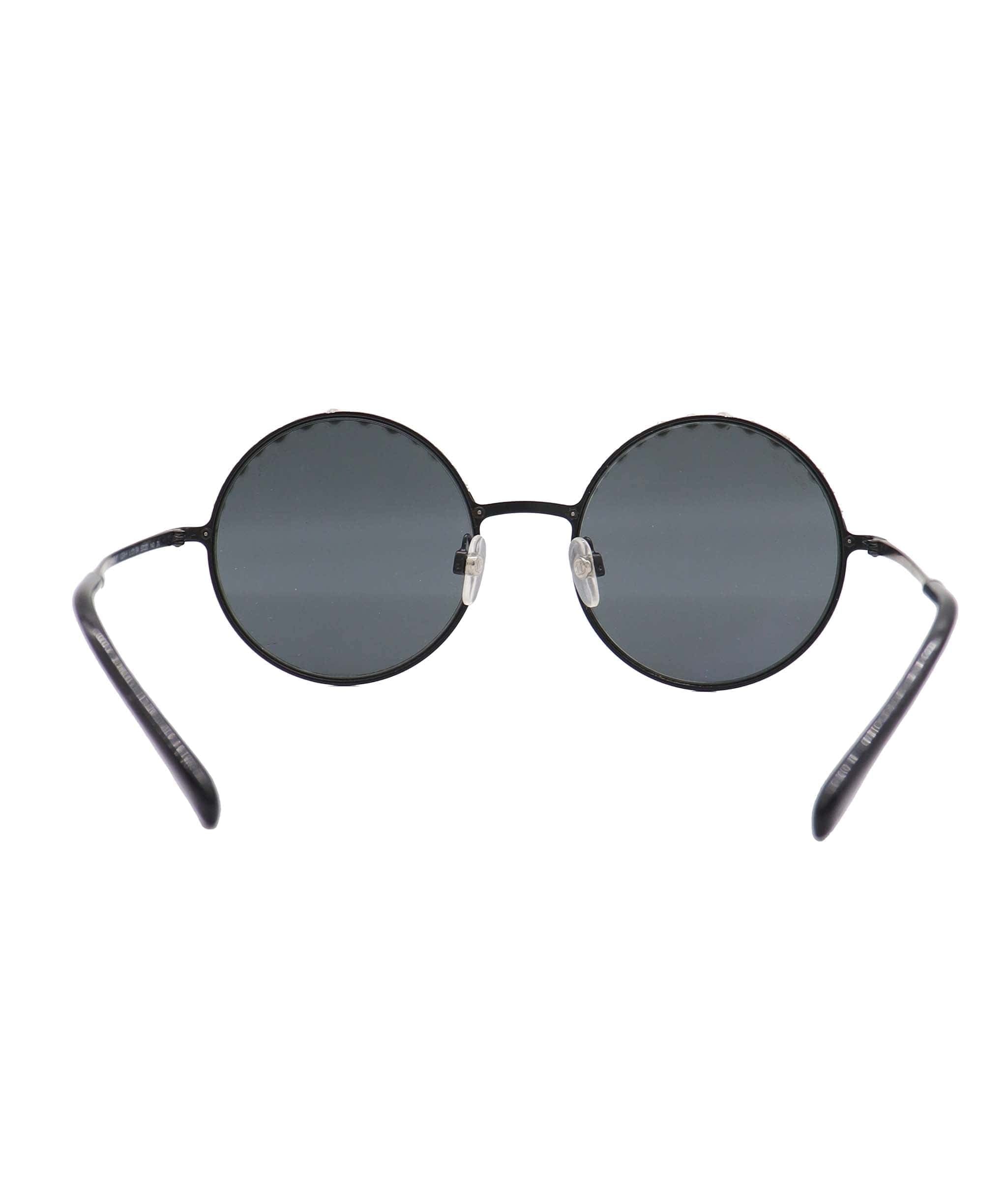CHANEL PEARL EMBELLISHED ROUND BLACK BLACK ASC7309