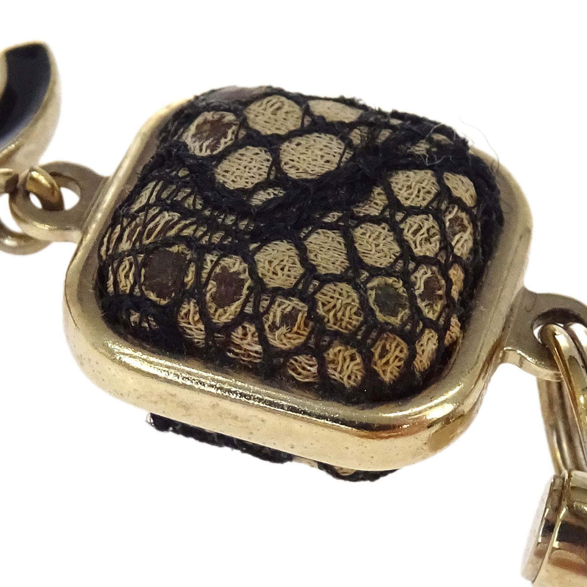 Chanel Black Keychain Bag Charm CC Square Lace 06A Small Good