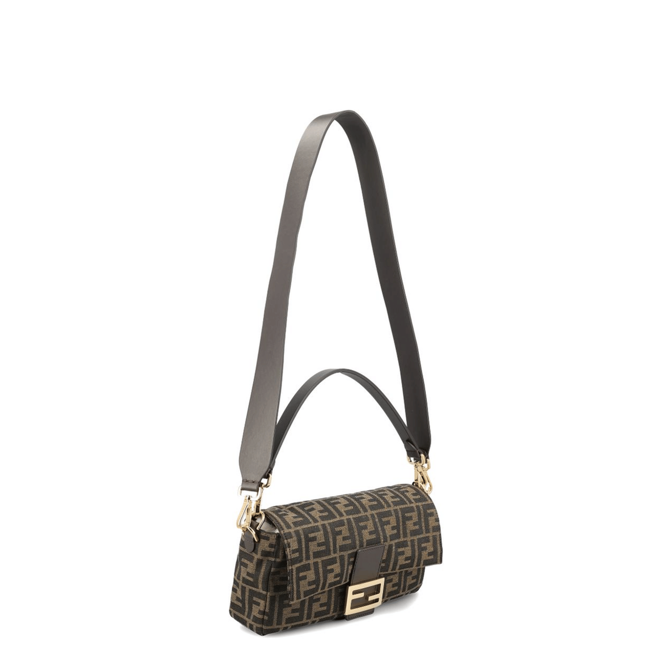 Fendi Baguette Medium FF Jacquard Shoulder Bag - Tobacco Brown