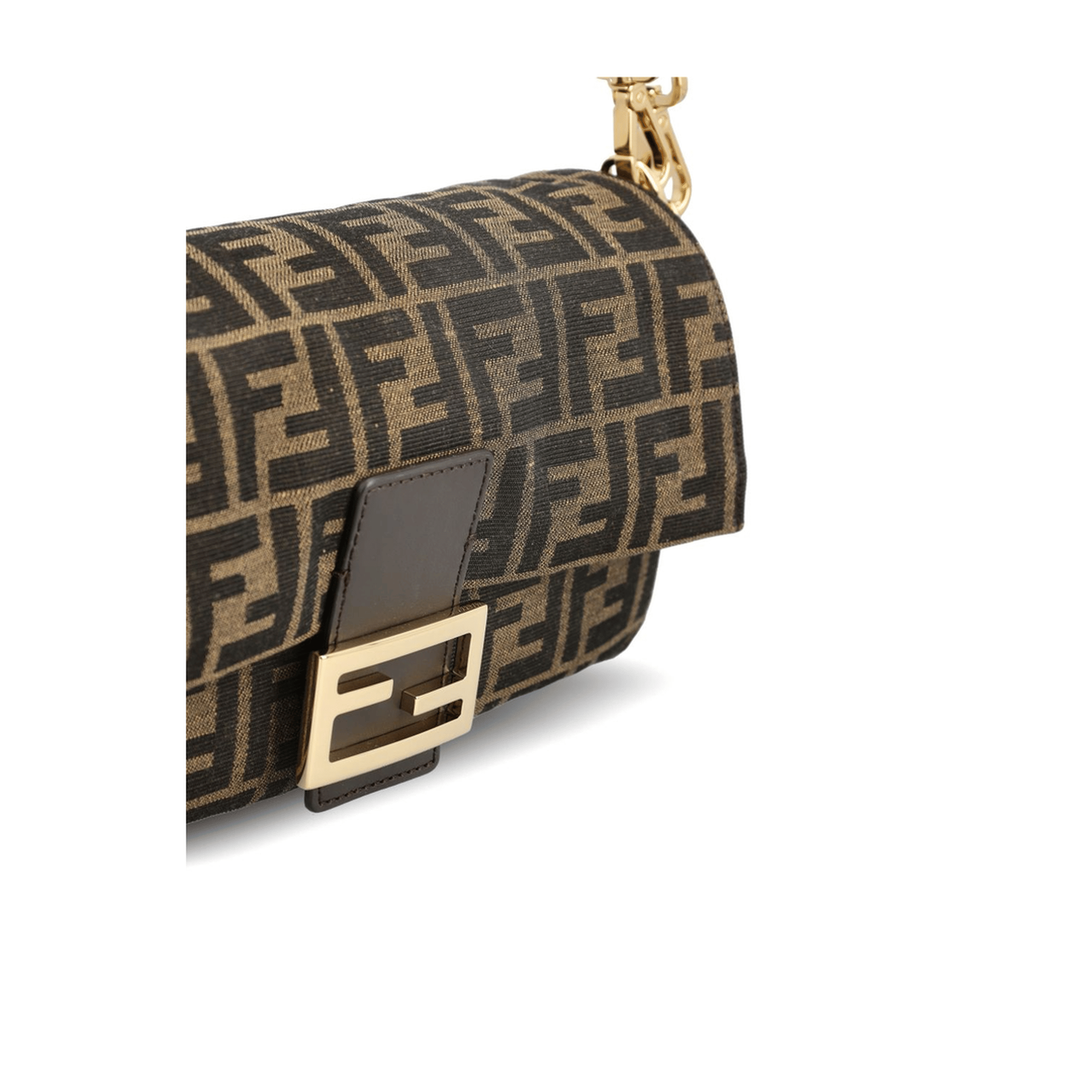 Fendi Baguette Medium FF Jacquard Shoulder Bag - Tobacco Brown