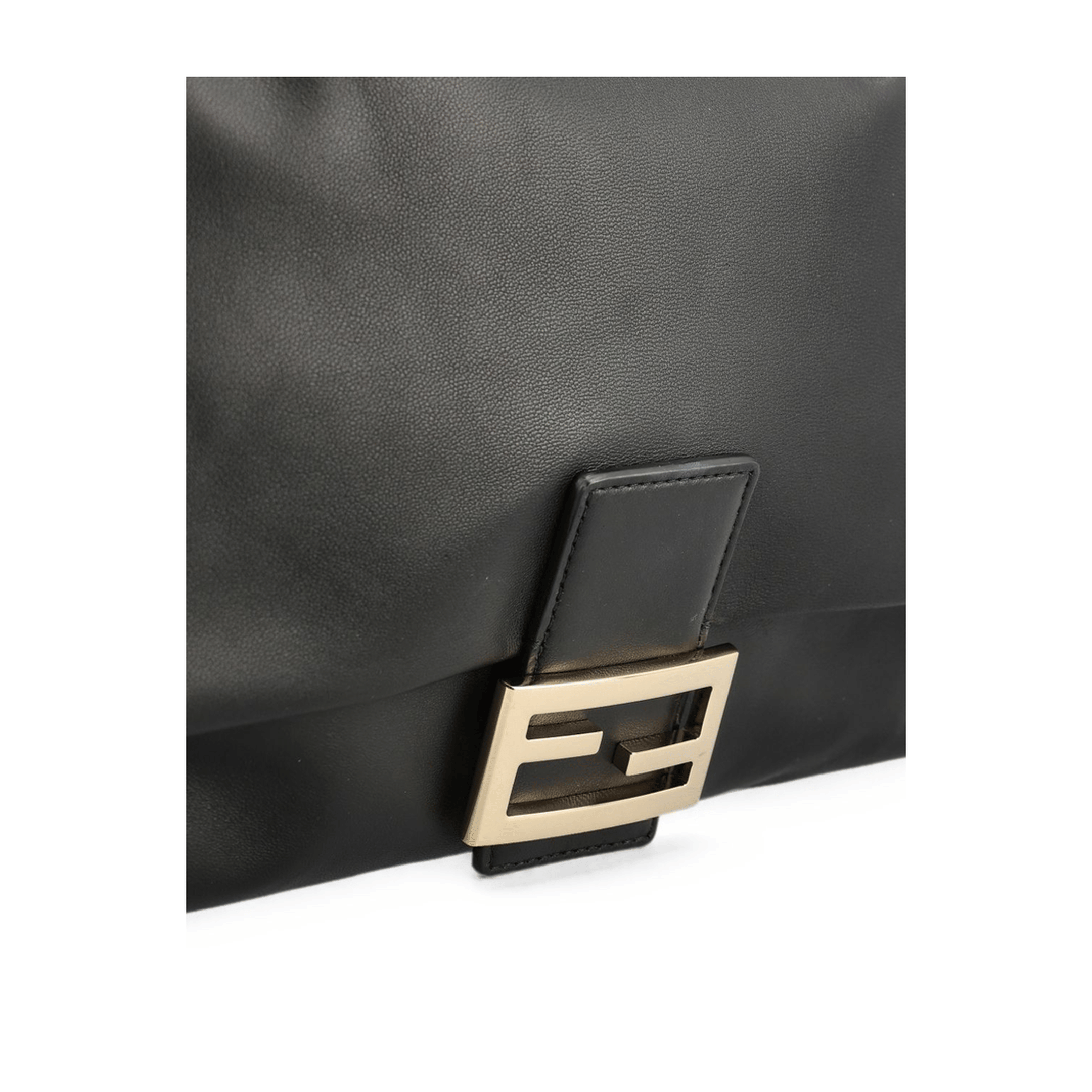 Fendi Baguette Soft Large Lamb Leather Shoulder Bag - Black