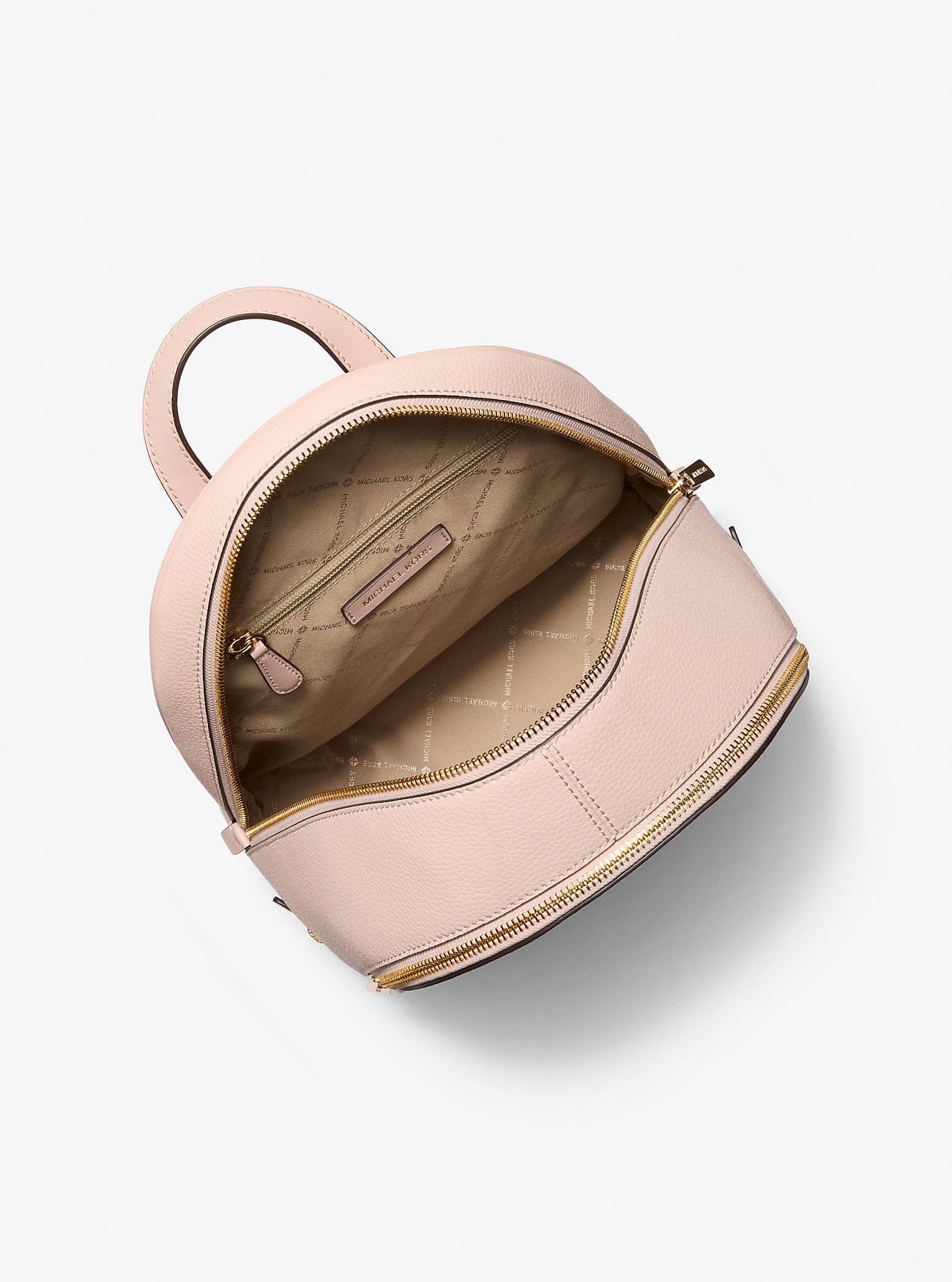 Michael Kors Rhea Medium Pebbled Leather Backpack Powder Blush