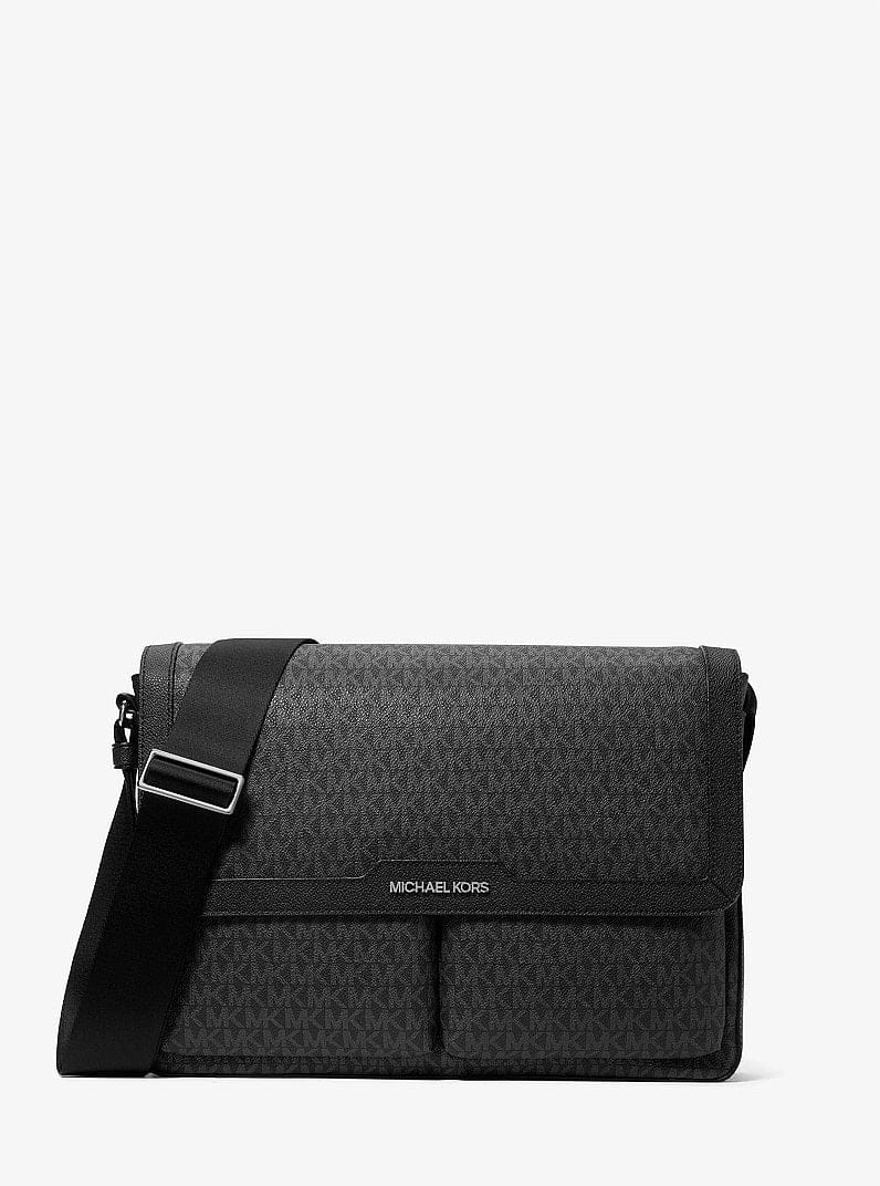 Michael Kors Pacey Medium Signature Logo Messenger Bag Black