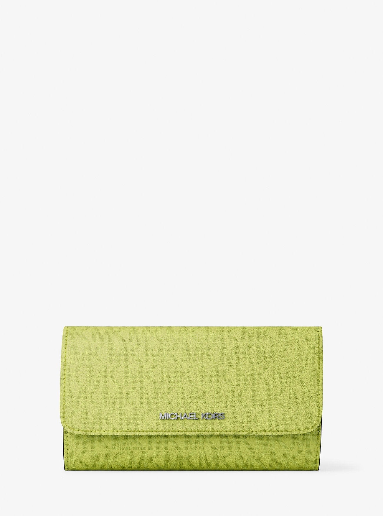 Michael Kors Jet Set Large Signature Logo Tri - Fold Wallet Lime