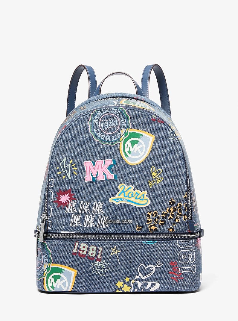 Michael Kors Rhea Medium Embellished Denim Backpack Washed Denim