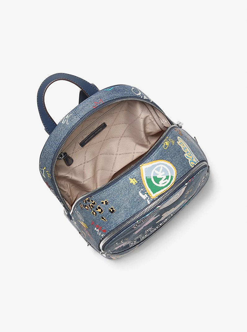Michael Kors Rhea Medium Embellished Denim Backpack Washed Denim
