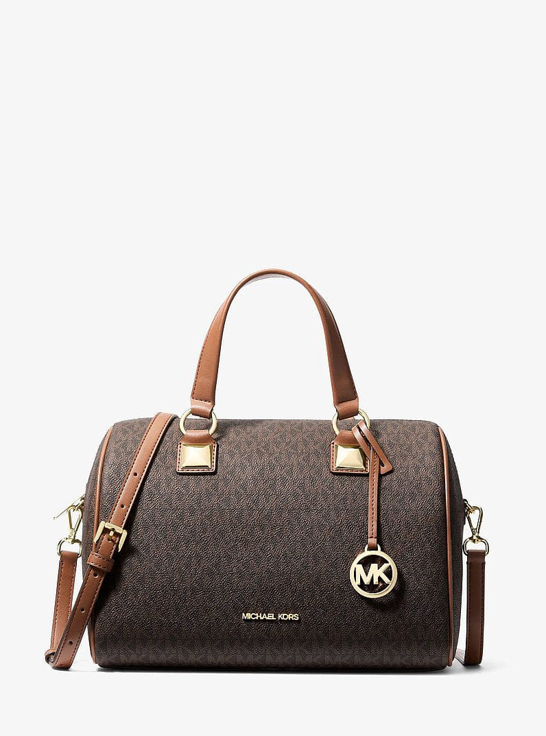 Michael Kors Grayson Medium Signature Logo Duffel Bag Brown