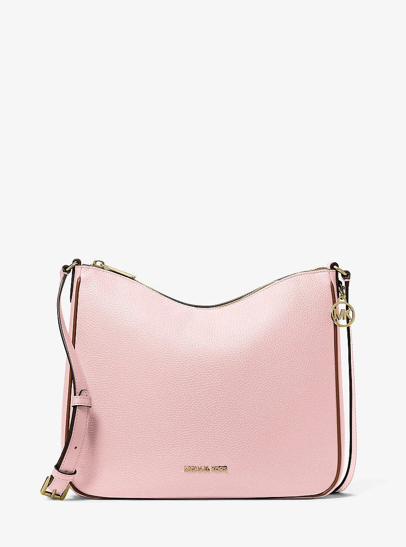 Michael Kors Nayla Medium Pebbled Leather Messenger Bag Powder Blush