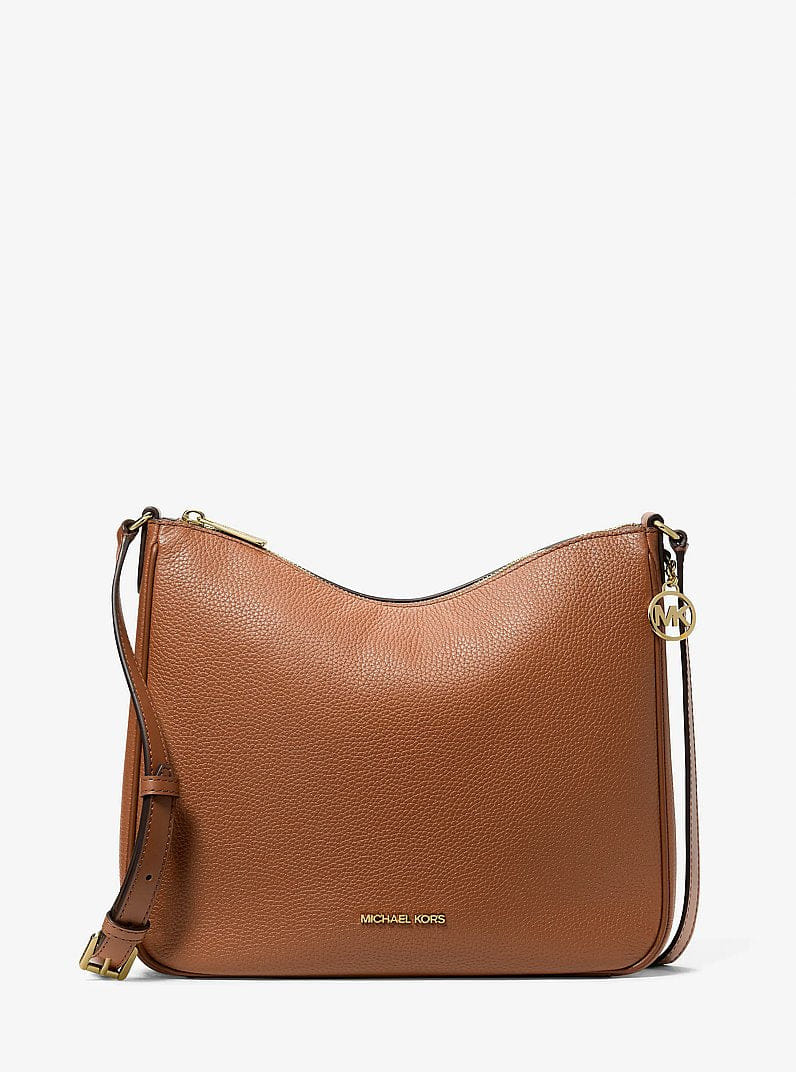 Michael Kors Nayla Medium Pebbled Leather Messenger Bag Luggage