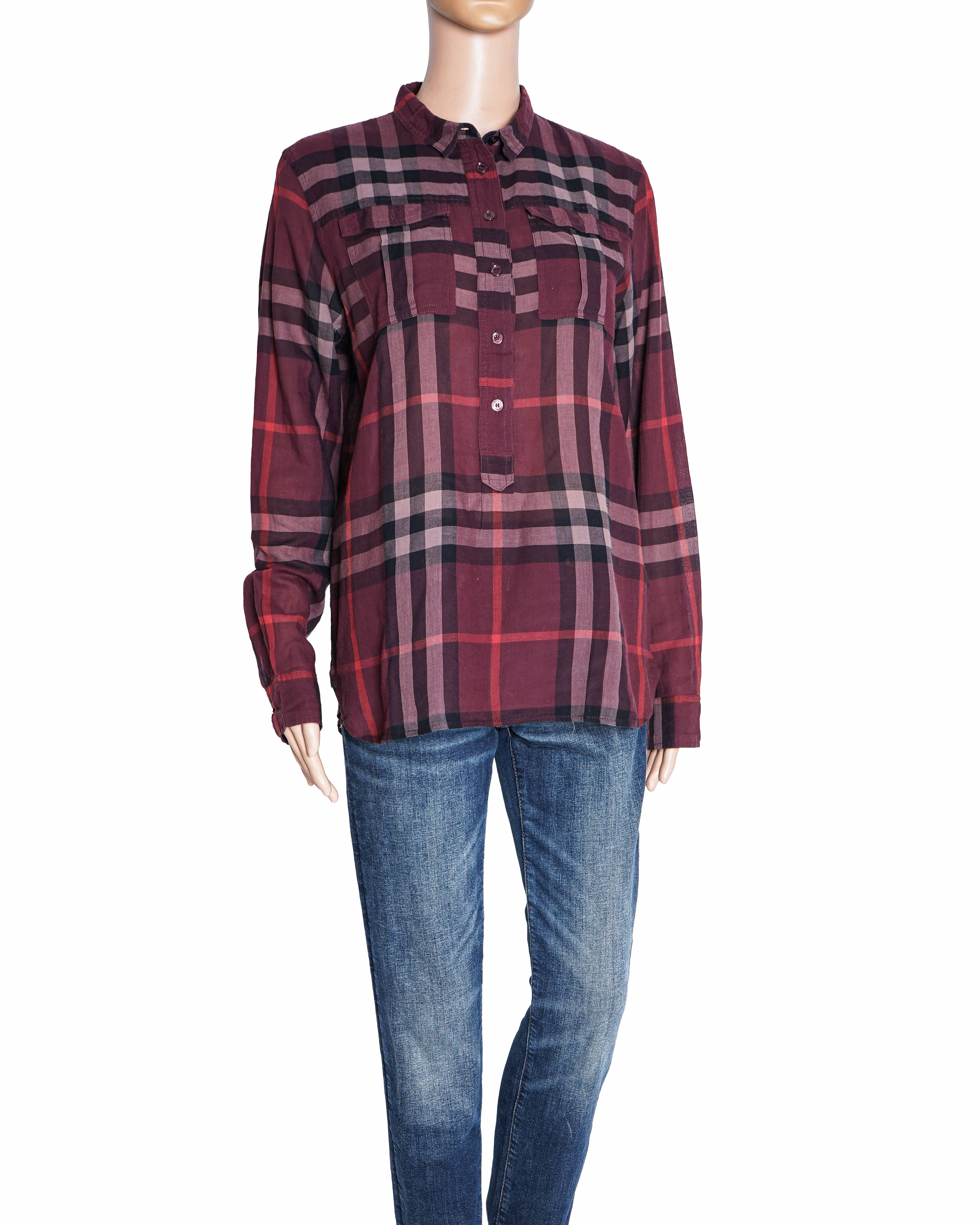 Burberry Women's Checkered Shirt In Red