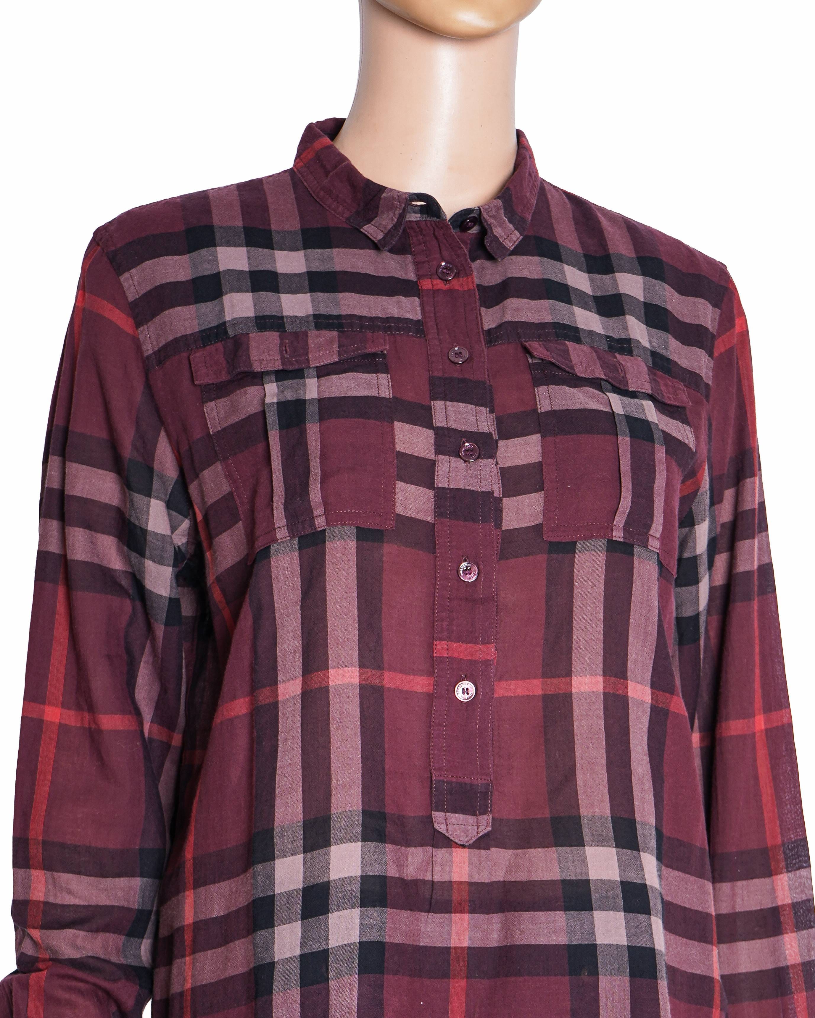 Burberry Women's Checkered Shirt In Red