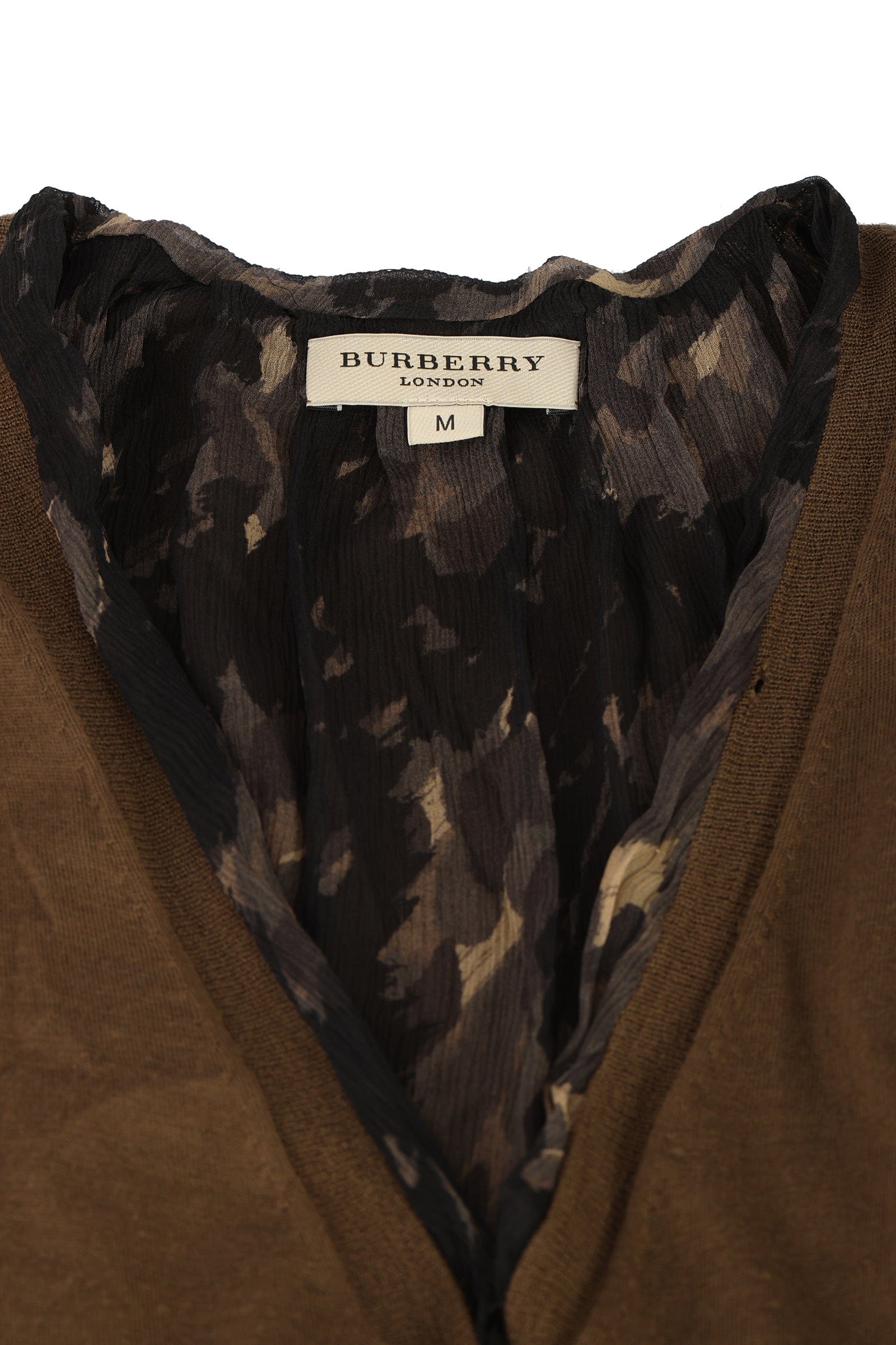 Burberry Size Small Brown V - Neck Cardigan