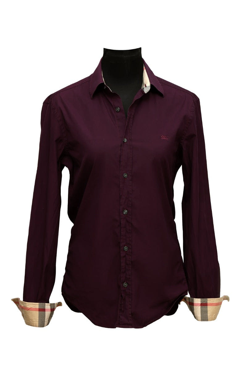 Burberry Brit Size - S Nova Check Maroon Button Up Shirt