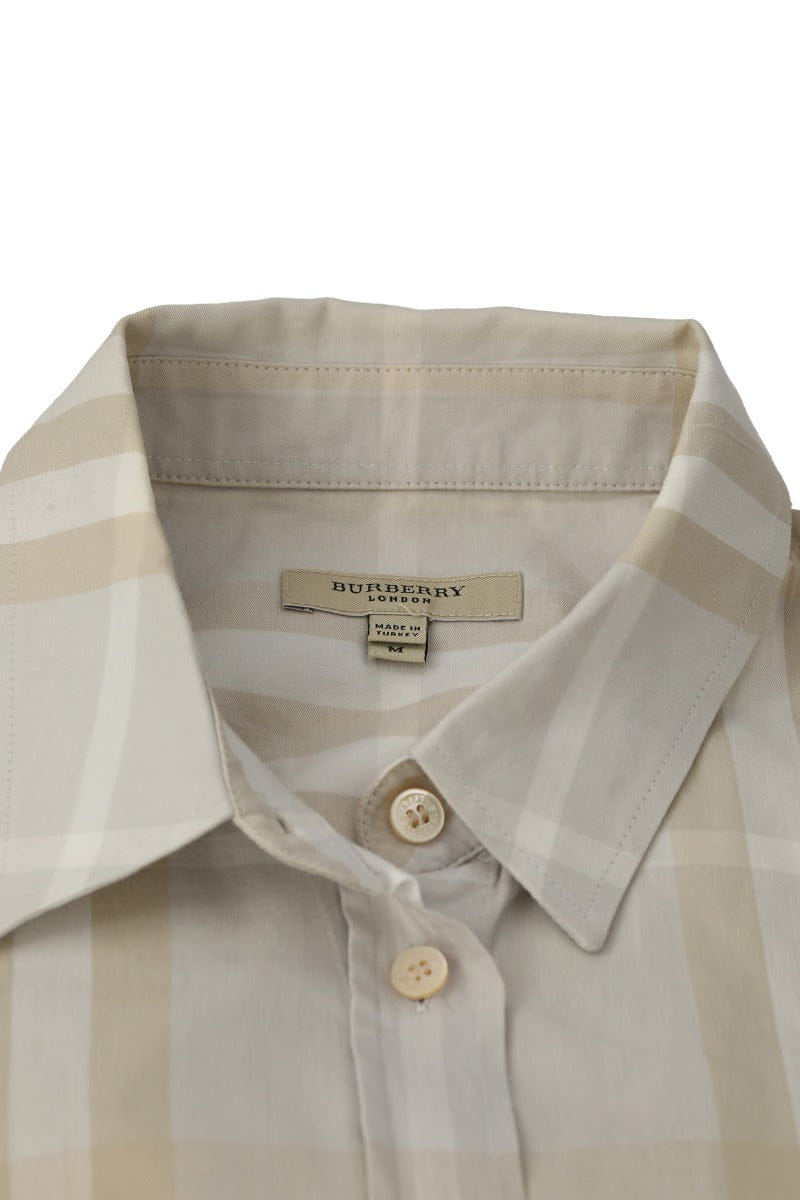 Burberry Size M Gray/Beige Checkered Shirt